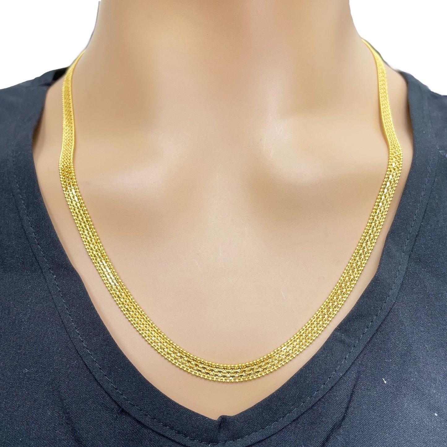 22ct Yellow Gold Flat Link Chain Necklace 22 Inches 5.2mm Width