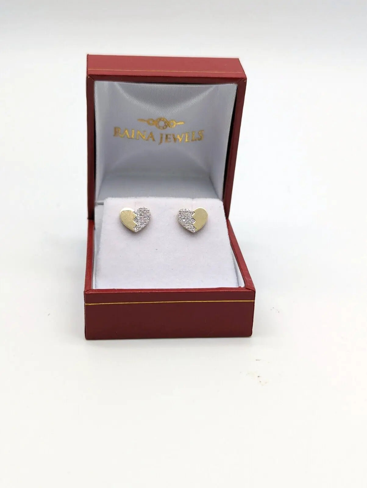 9ct Yellow Gold Natural Diamonds Heart Shaped Earrings Ear Studs 0.16ct