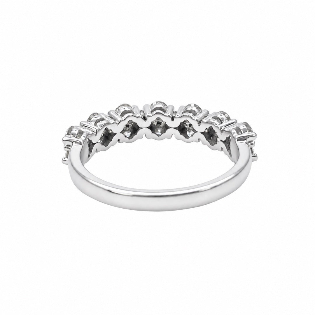 18ct White Gold Natural Diamond Cluster Half Eternity Band Claw Set 0.99ct