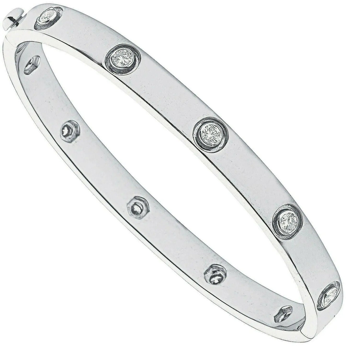 18Carat White Gold Round Diamond Rub Over Bangle 1.00 carat  G/VS  Diamond Bracelets