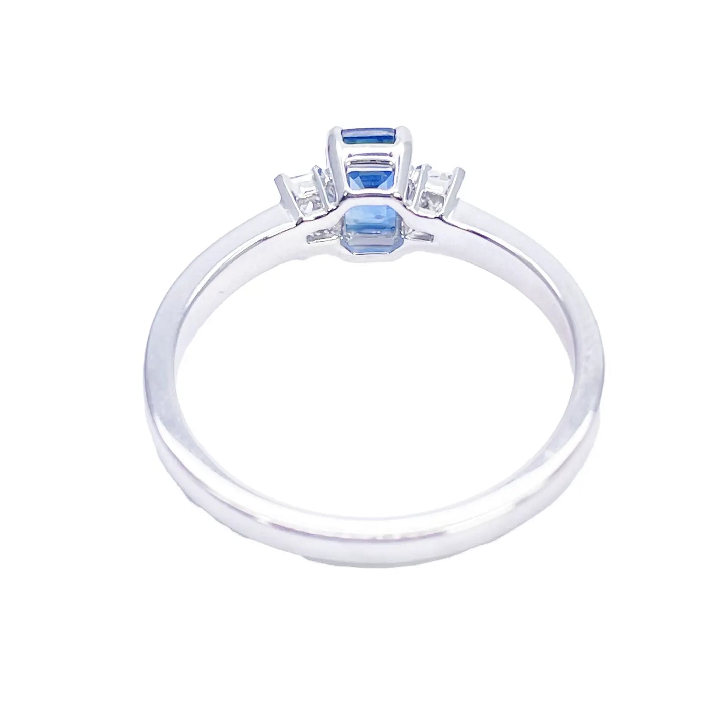 18ct Gold Sapphire Diamond Ring Natural Baguette & Emerald Cut 0.86ct  Diamond Ring
