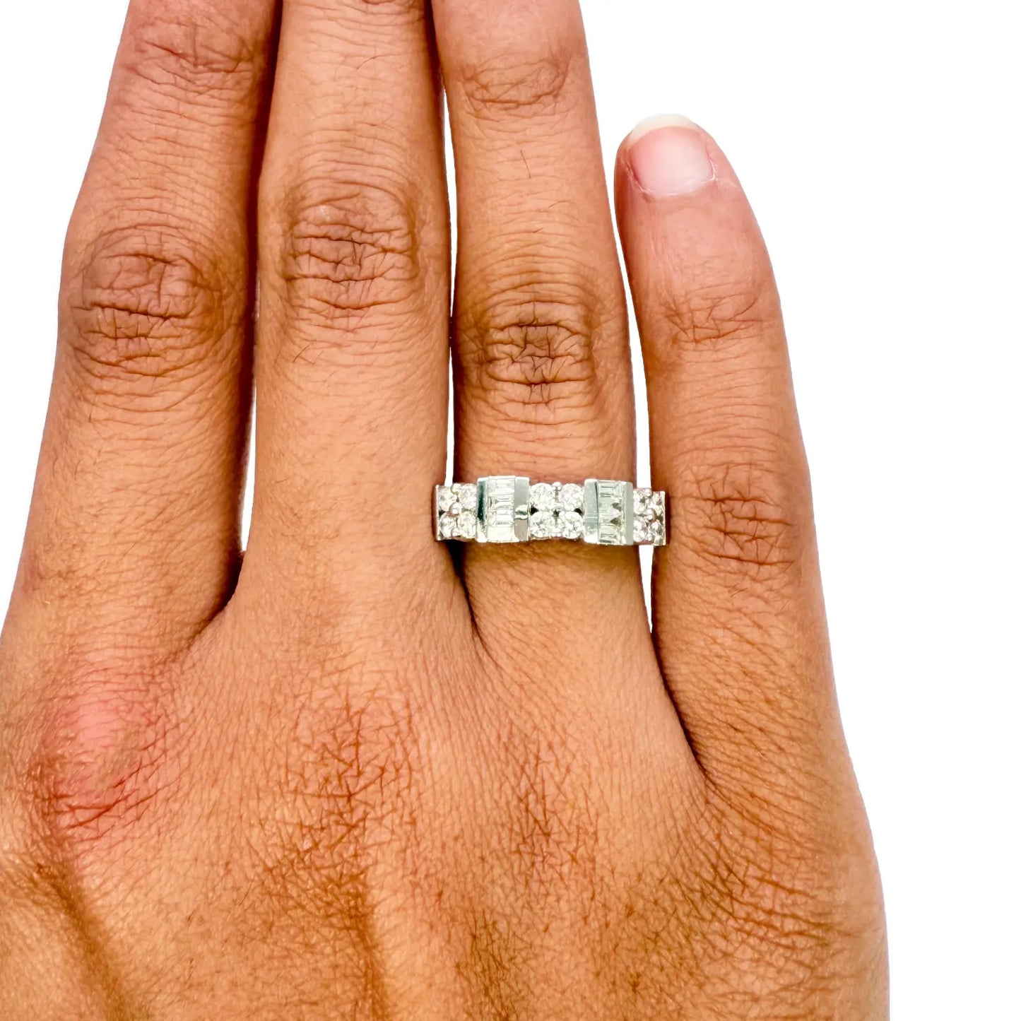 18ct Round & Baguette Natural Diamond Half Eternity Band 0.60ct  Diamond Ring
