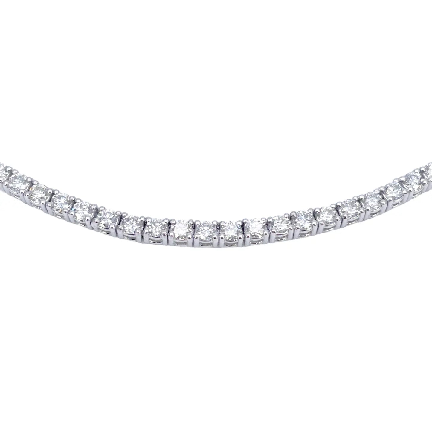 18ct White Gold 4-Claw Natural Diamond Tennis Necklace 6.00ct 17.5 Inches 