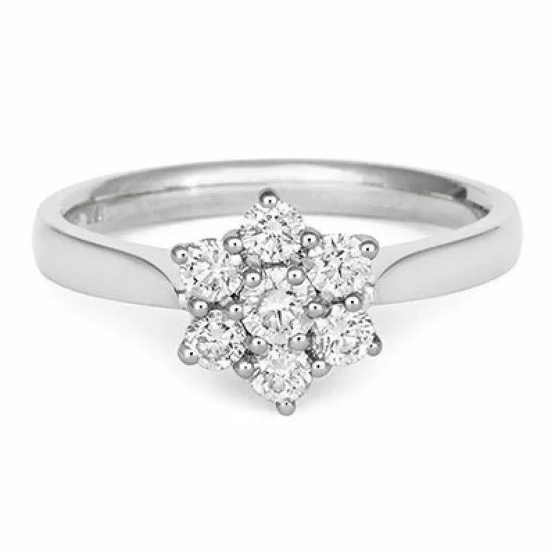 18ct White Gold Diamond Daisy Flower Cluster Ring 0.50ct  Diamond Ring