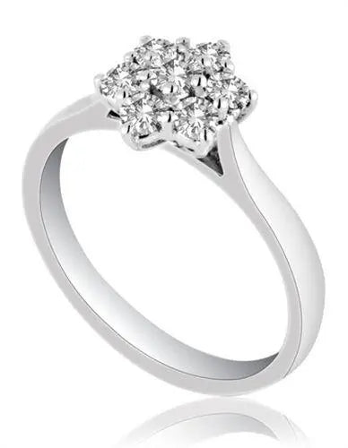 18ct White Gold Diamond Daisy Flower Cluster Ring 0.50ct  Diamond Ring