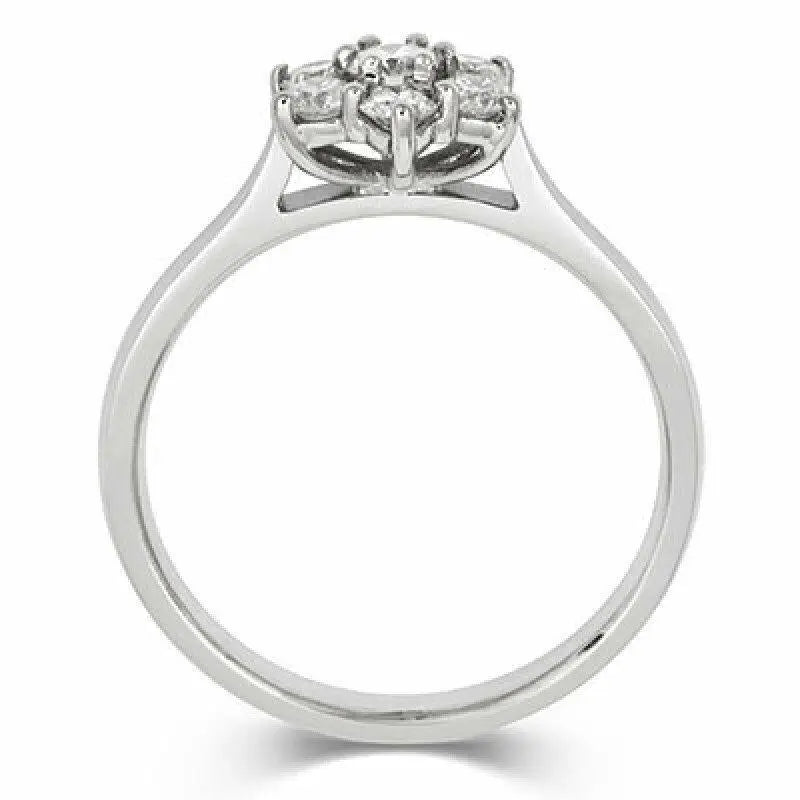 18ct White Gold Diamond Daisy Flower Cluster Ring 0.50ct  Diamond Ring