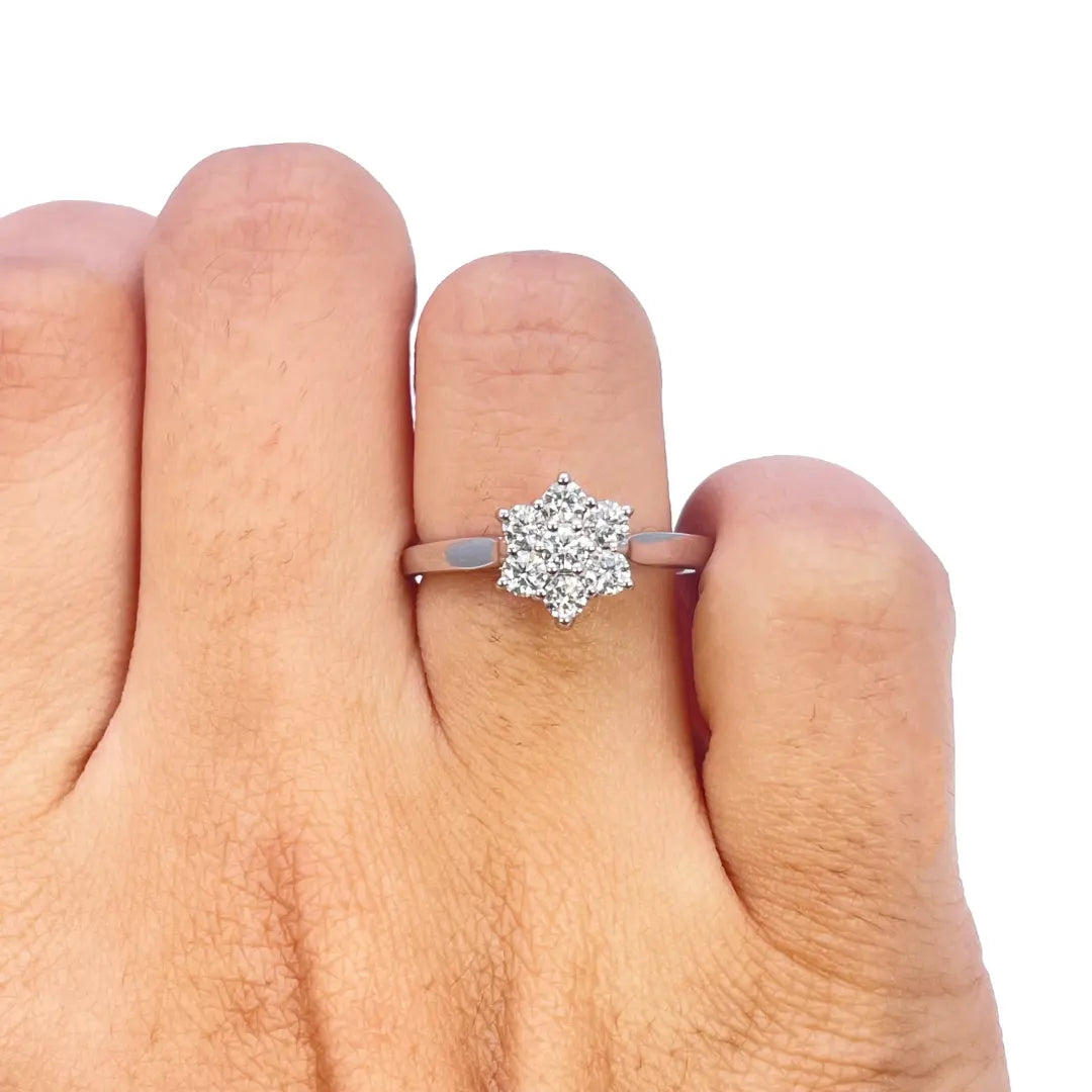 18ct White Gold Diamond Daisy Flower Cluster Ring 0.50ct  Diamond Ring