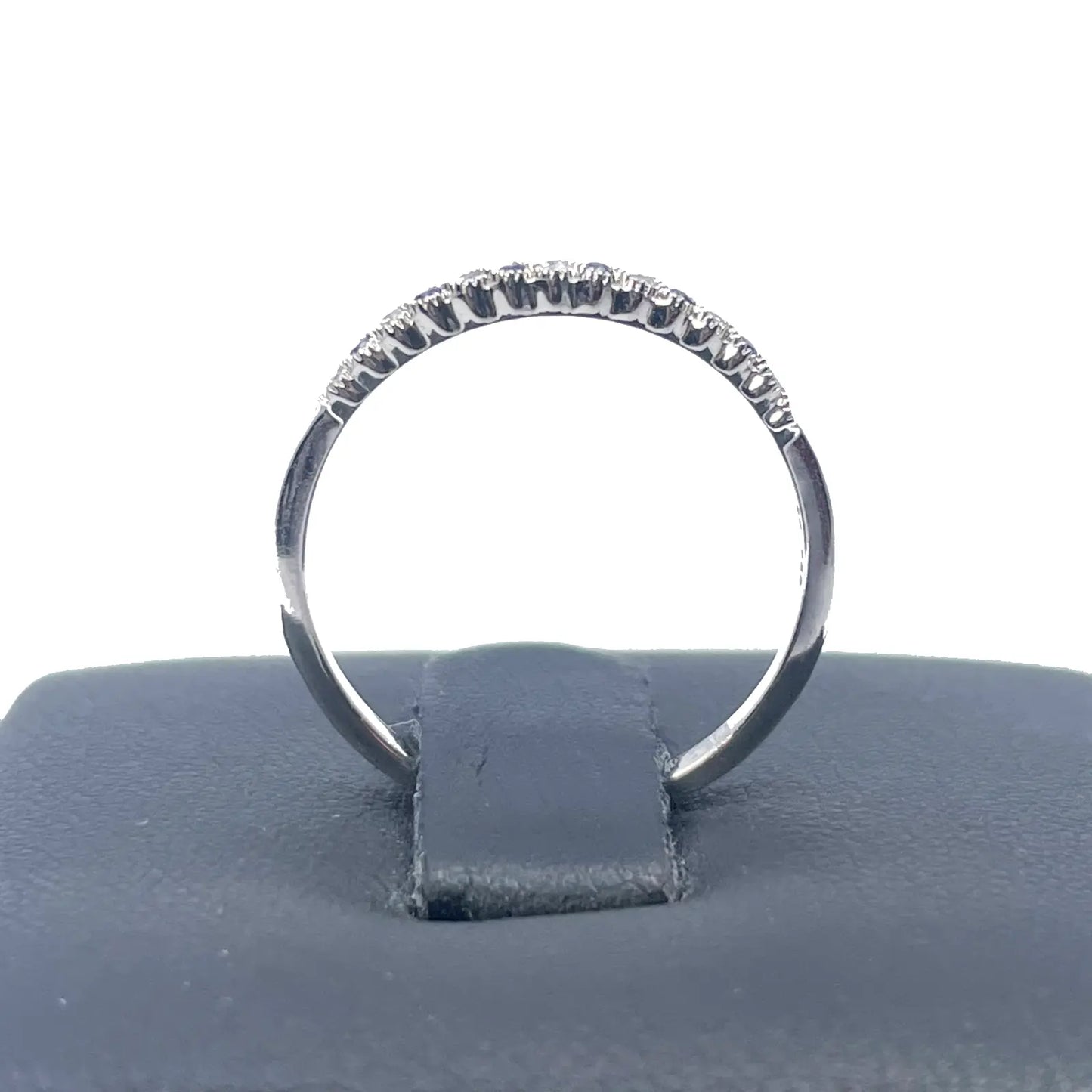 18ct White Gold Diamond & Ruby Half Eternity Milgrain Stackable Band 0.09ct  Diamond Ring