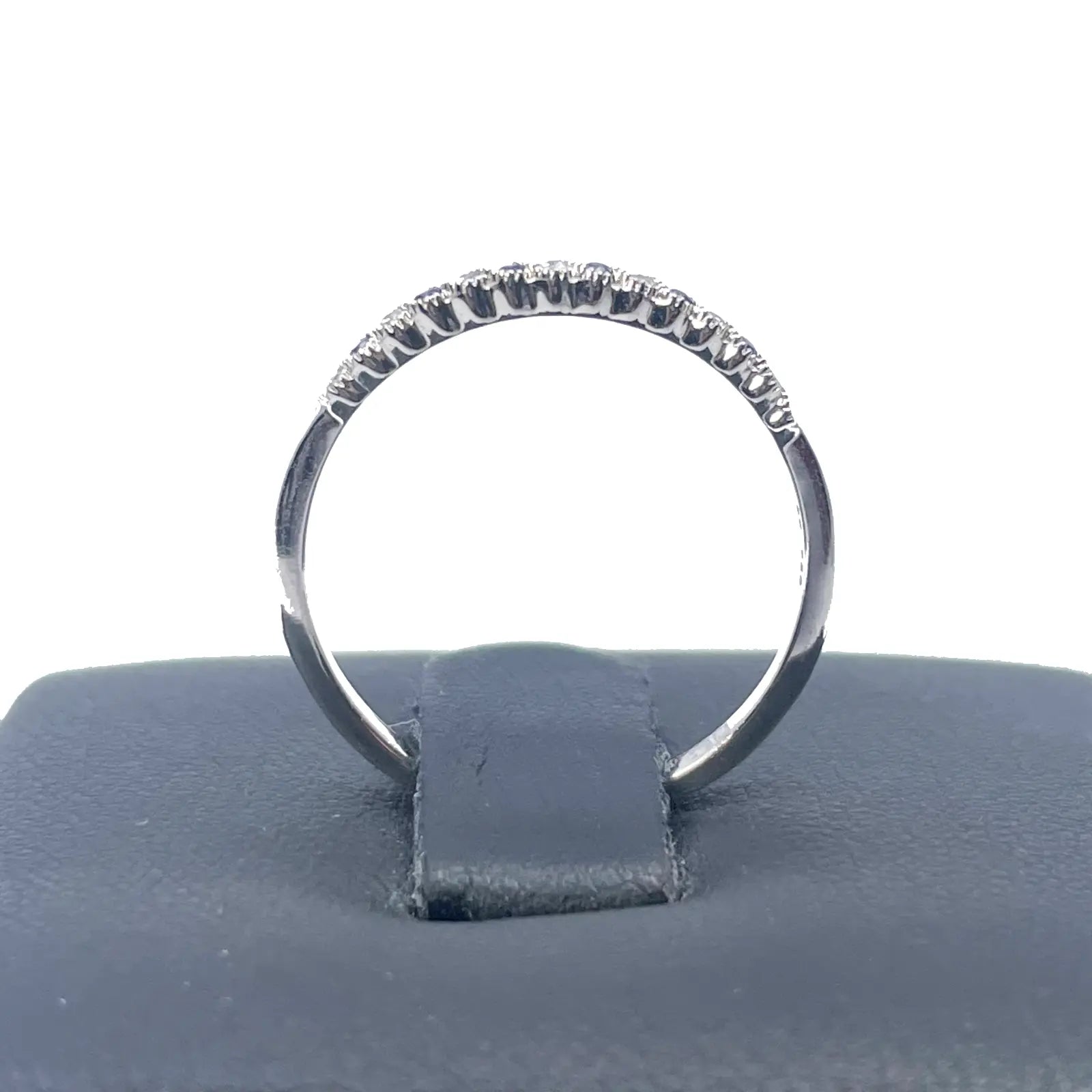 18ct White Gold Diamond & Ruby Half Eternity Milgrain Stackable Band 0.09ct  Diamond Ring