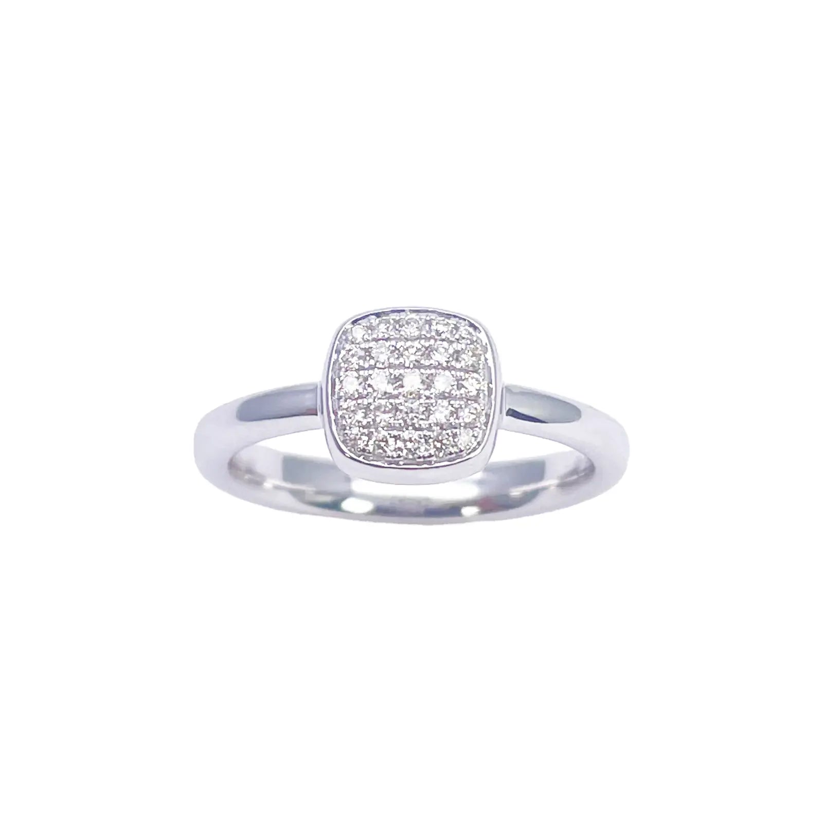 18ct White Gold Elegant Diamond Square Ring 0.15ct  Diamond Ring