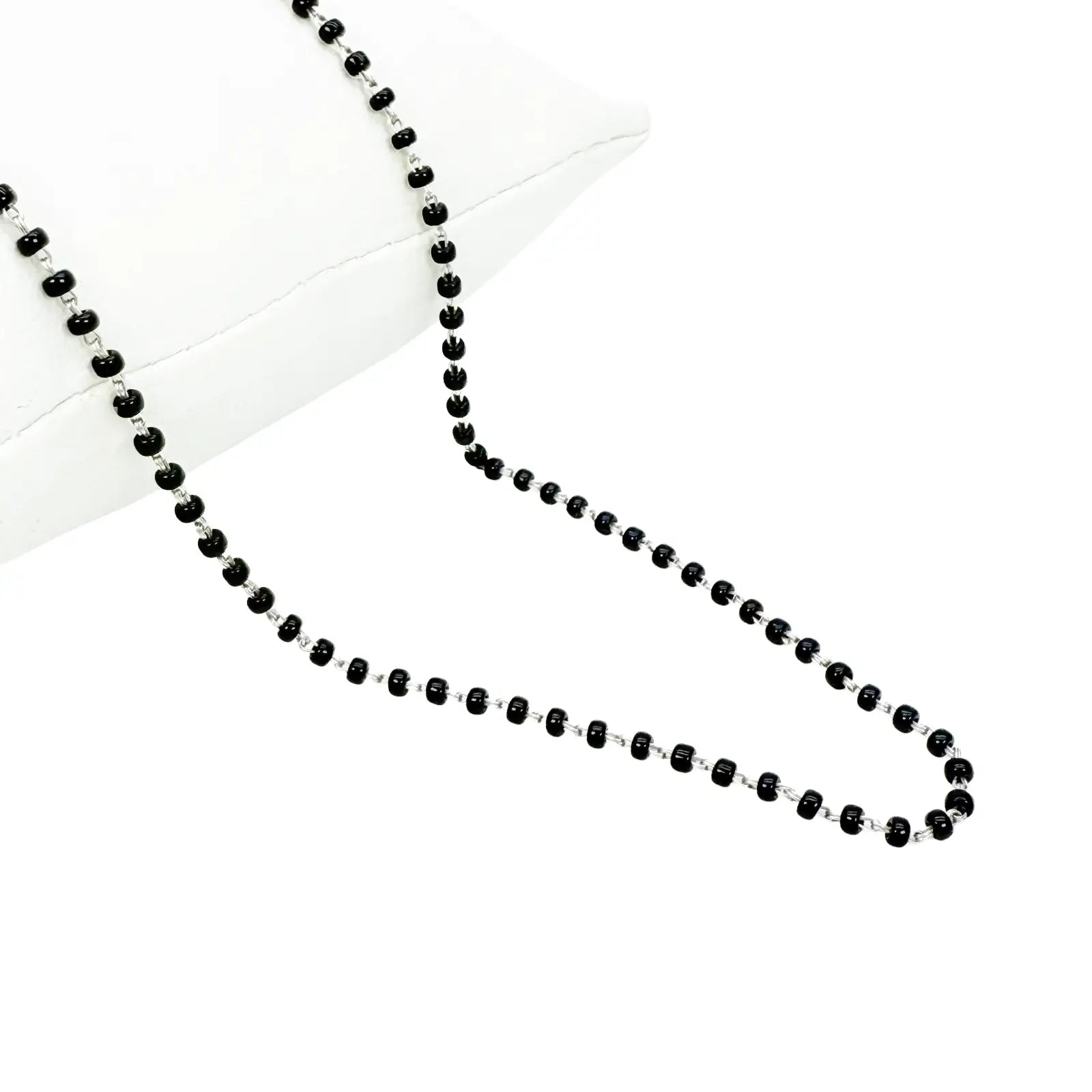 18ct White Gold Ladies Mangalsutra Chain Black Beaded Necklace 18 Inches  Mangalsutra Chains