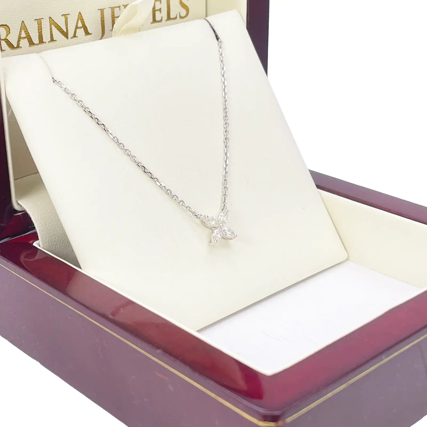 18ct White Gold Marquise Diamond Four-Leaf Flower Pendant Necklace ? 0.40ct  Diamond Necklace