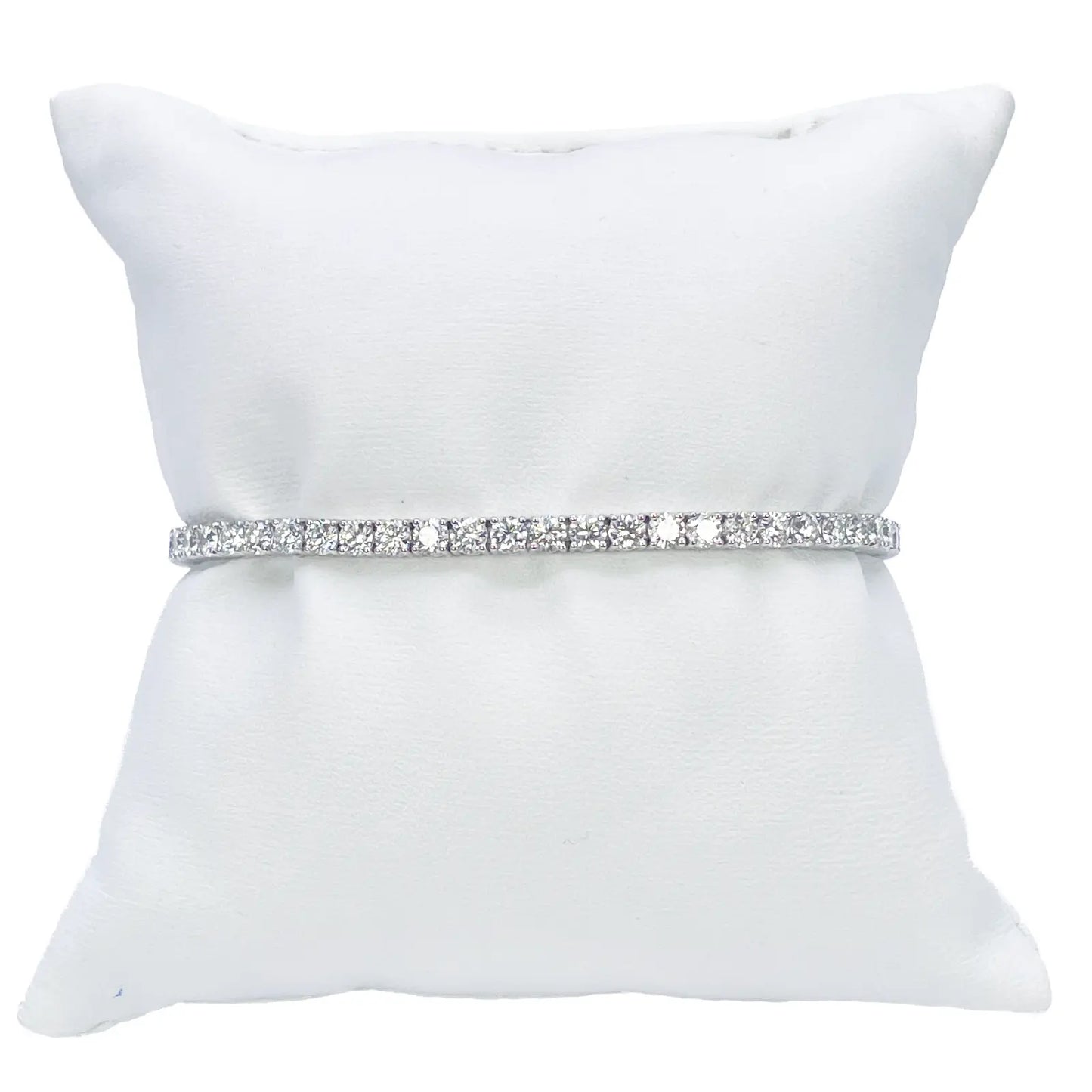 18ct White Gold Natural Diamond 4-Claw Tennis Bracelet 5.69ct 7 inches  Diamond Bracelets