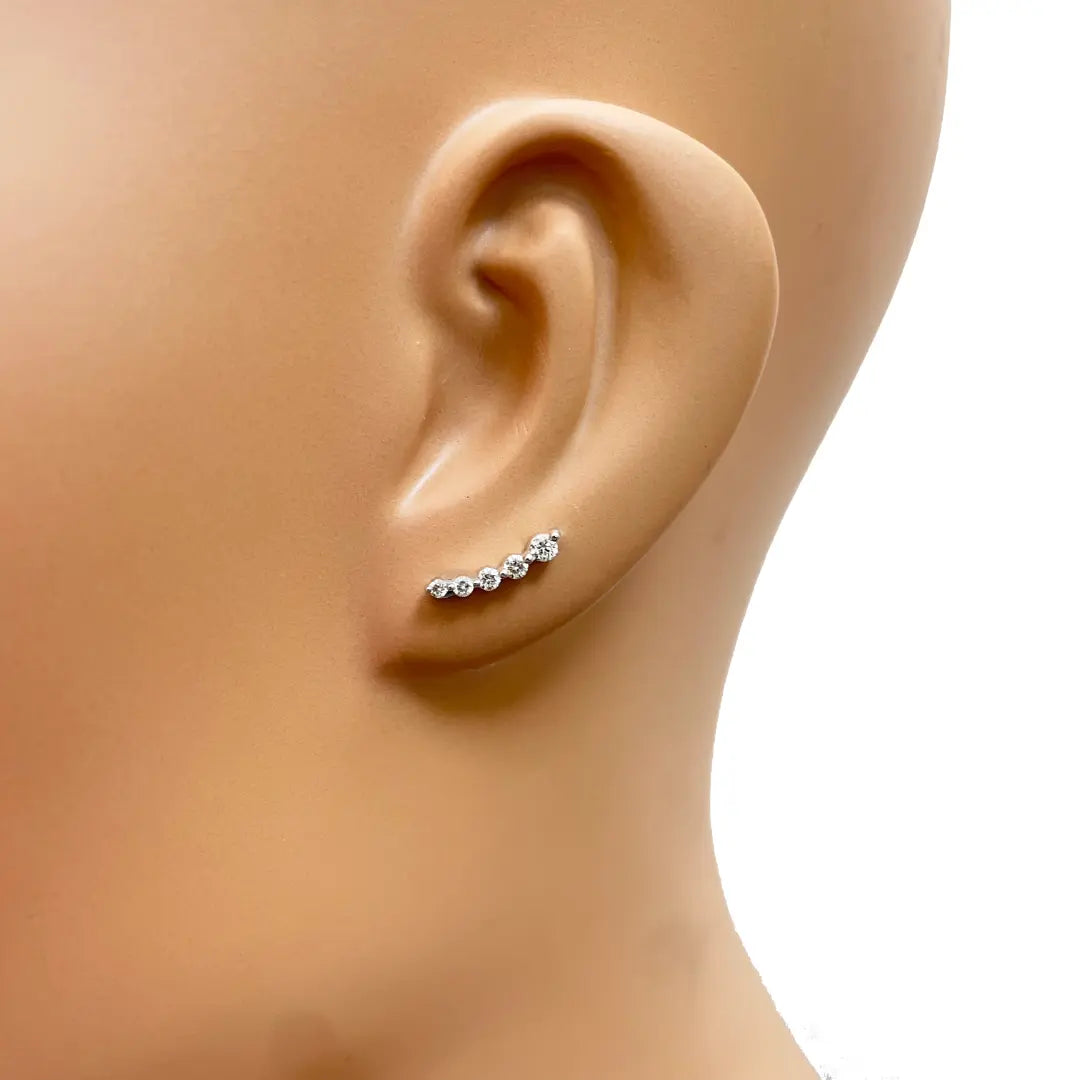 18ct White Gold Natural Diamond Graduating Crawler Climber Earrings 0.25ct  Diamond earring