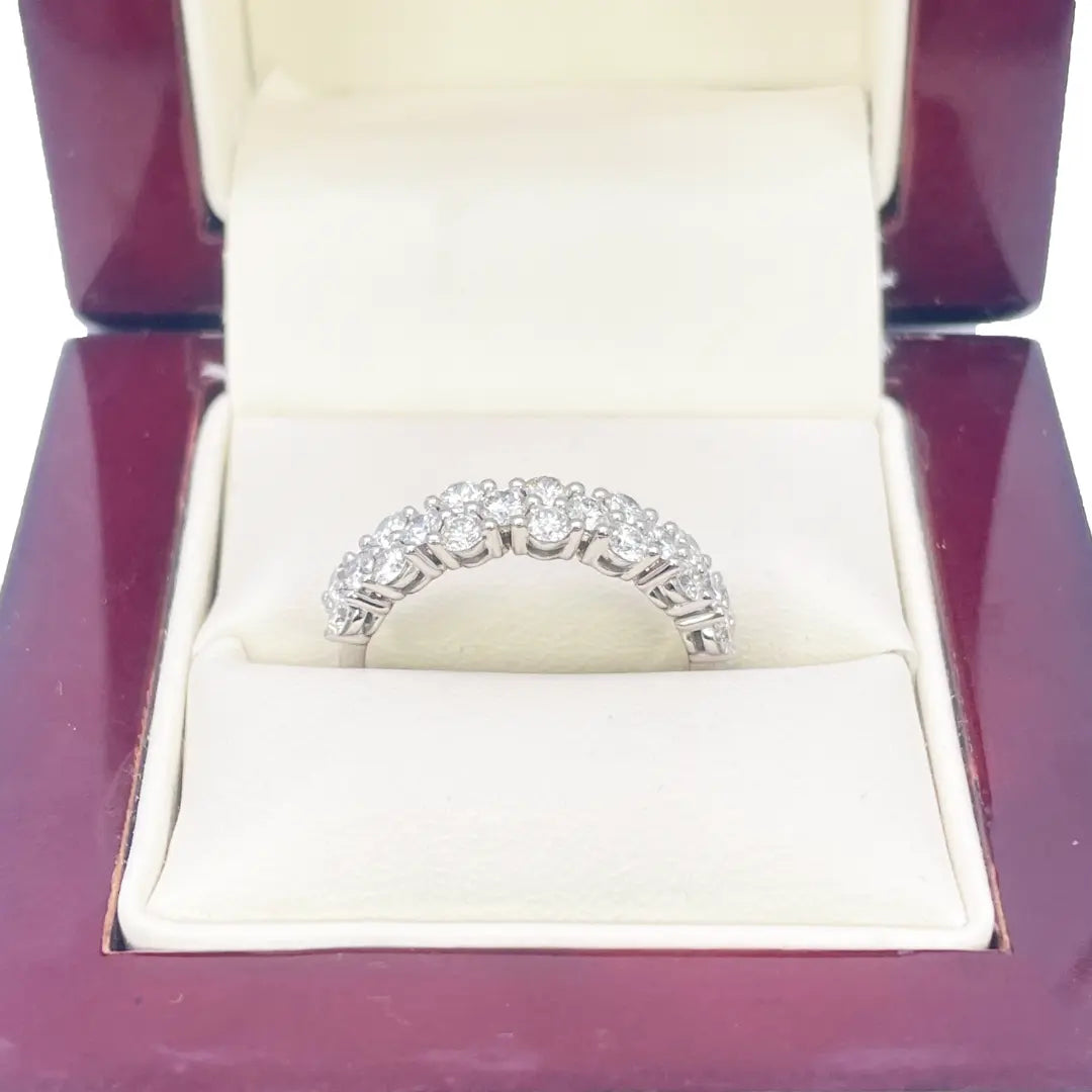 18ct White Gold Natural Round Diamond Half Eternity Band 0.99ct 4.5 mm Width  Diamond Ring
