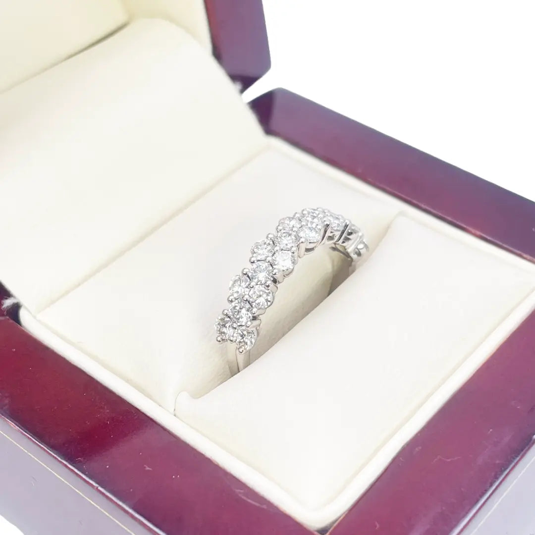 18ct White Gold Natural Round Diamond Half Eternity Band 0.99ct 4.5 mm Width  Diamond Ring