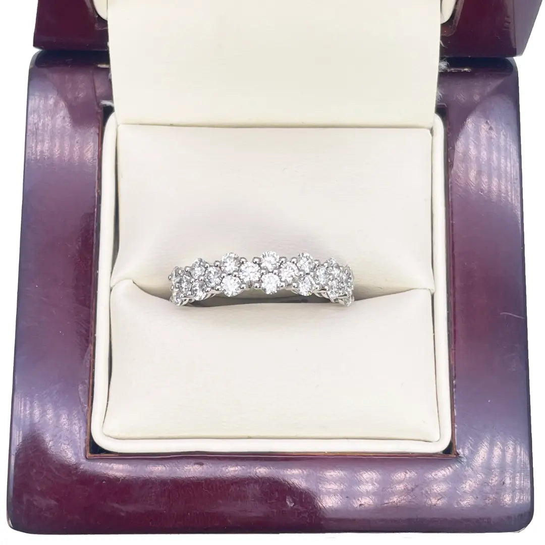 18ct White Gold Natural Round Diamond Half Eternity Band 0.99ct 4.5 mm Width  Diamond Ring