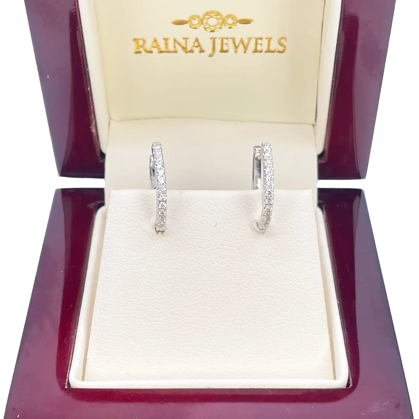 18ct White Gold Small Pave Diamond Hoop Earrings 0.20ct  Diamond Bracelets