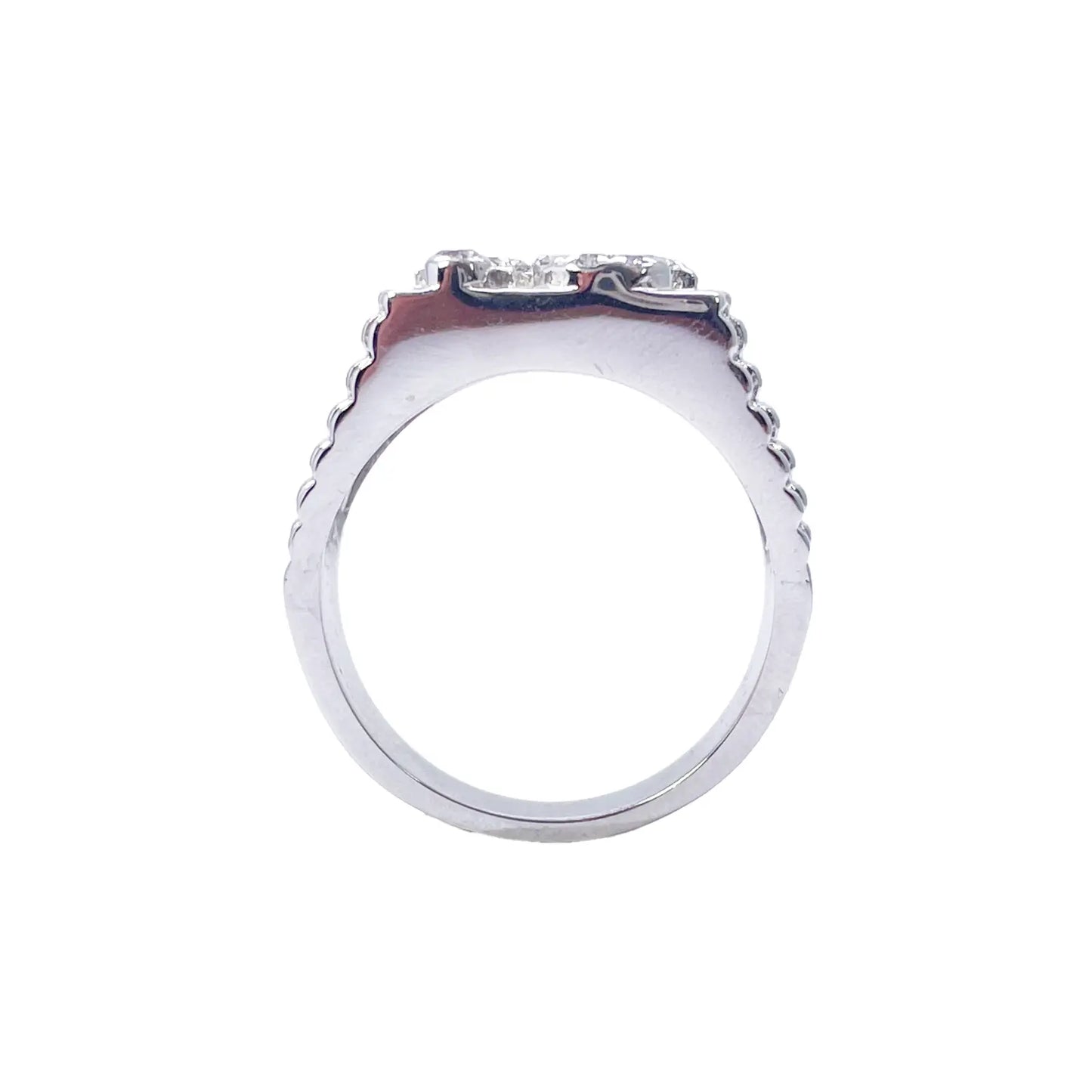 18ct White Gold & Round Natural Diamond Gents OM Signet Ring 0.35ct  Diamond Ring