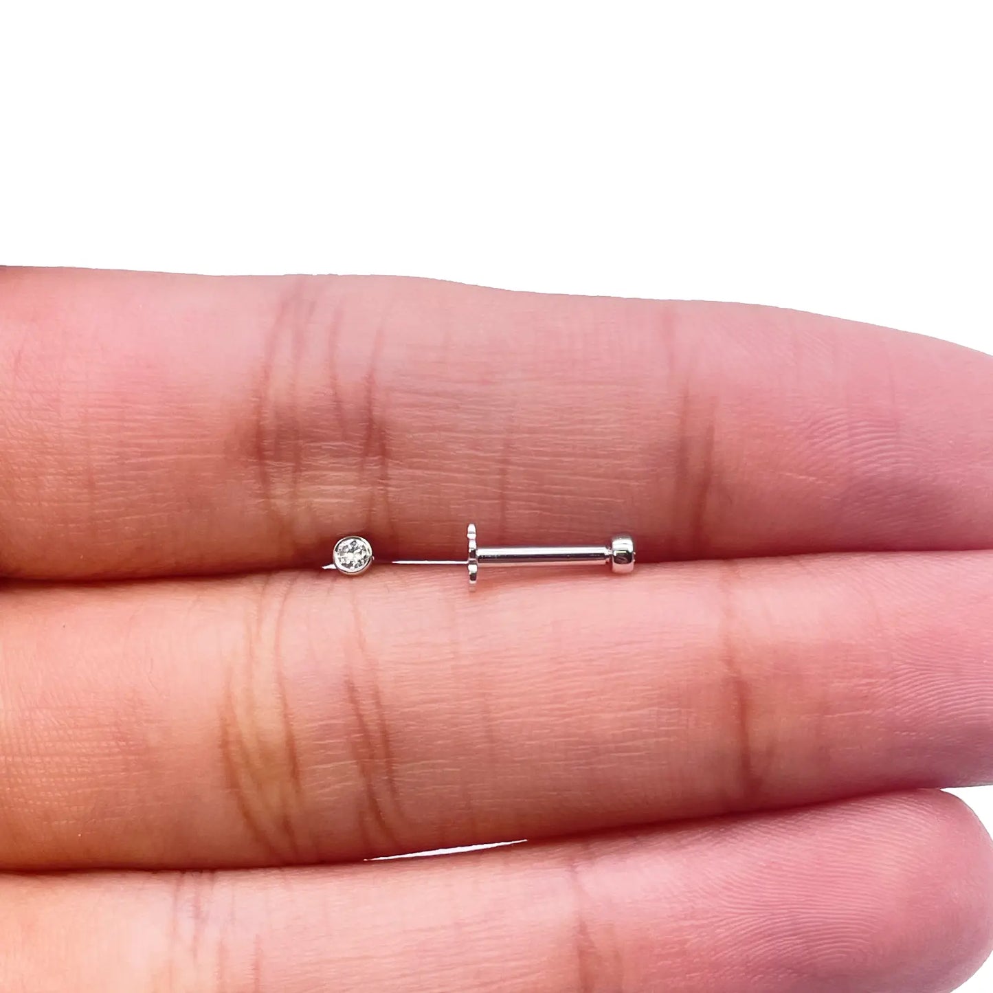 18ct White/Yellow Gold Diamond Bezel Children's Earrings 0.04ct Child friendly 