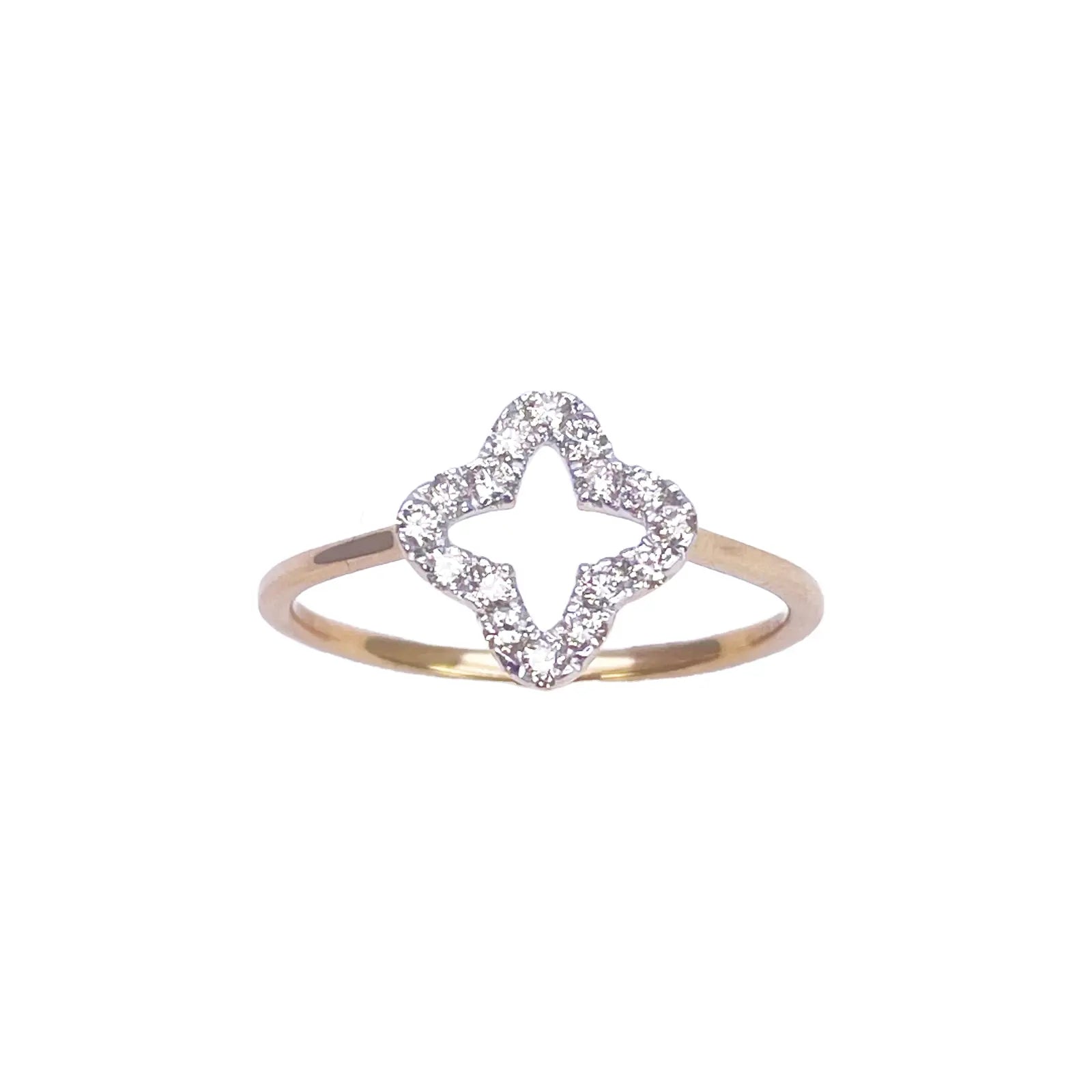 18ct Yellow Gold Diamond Clover/Flower Shaped Ring 0.18ct  Diamond Ring