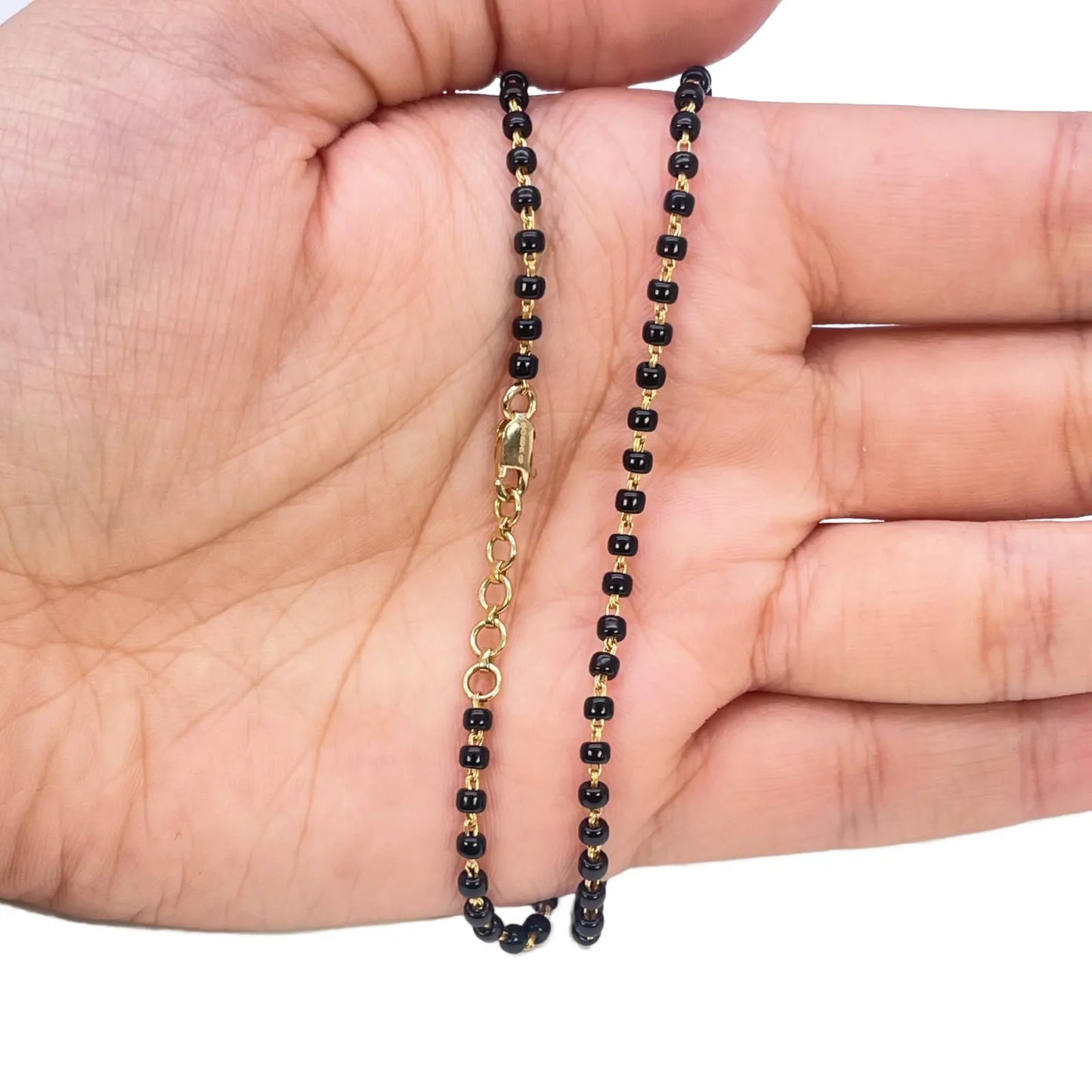 18ct Yellow Gold Mangalsutra Chain Black Beaded Necklace 18 inches 2.7mm Width¬† Mangalsutra Chains