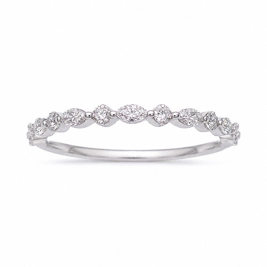 18ct White Gold Natural Diamond Marquise Half Eternity Ring 0.40ct