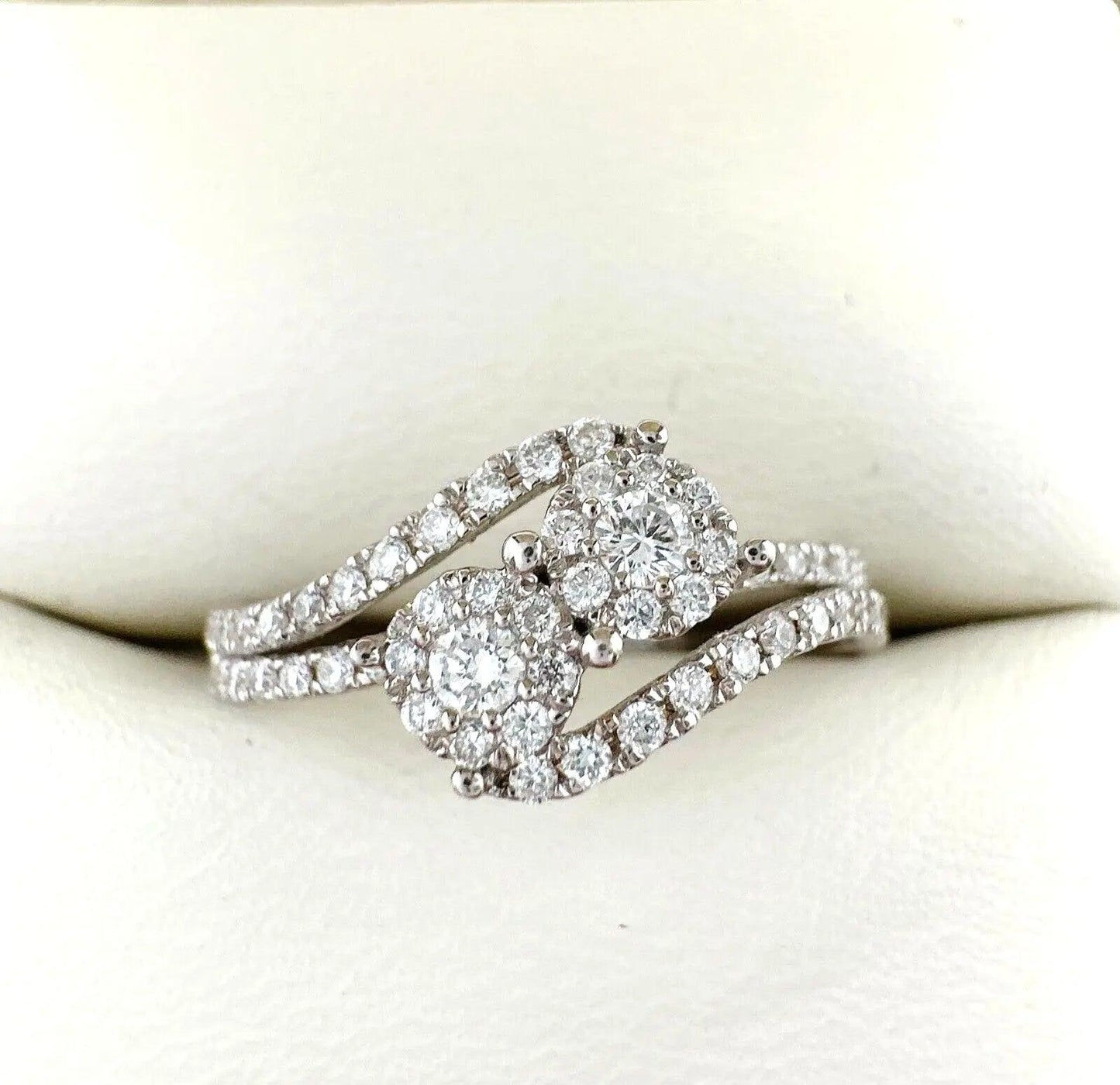 18Carat White Gold Double Row Diamond Cluster Ring 0.40 carats GH SI Hallmark¬† Diamond Ring