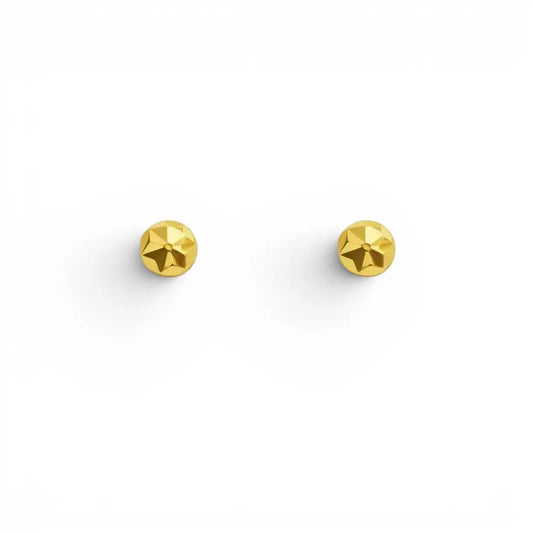 22 Karat Gelbgold Diamantgeschliffene Blumen-Rundball-Kinderohrringe 3,6 mm