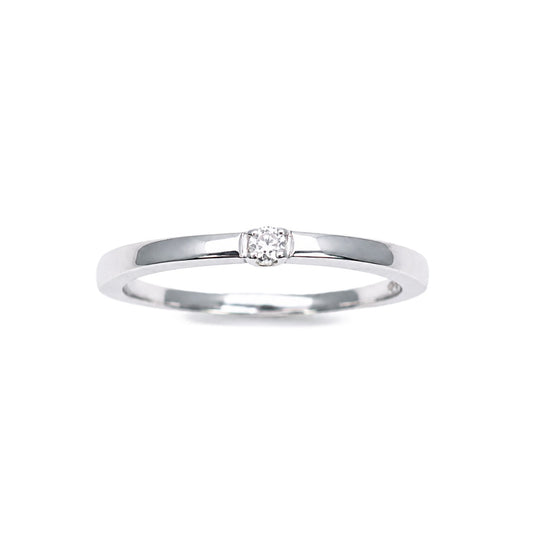 14ct White Gold One Diamond Band 0.05cts 1.7 mm