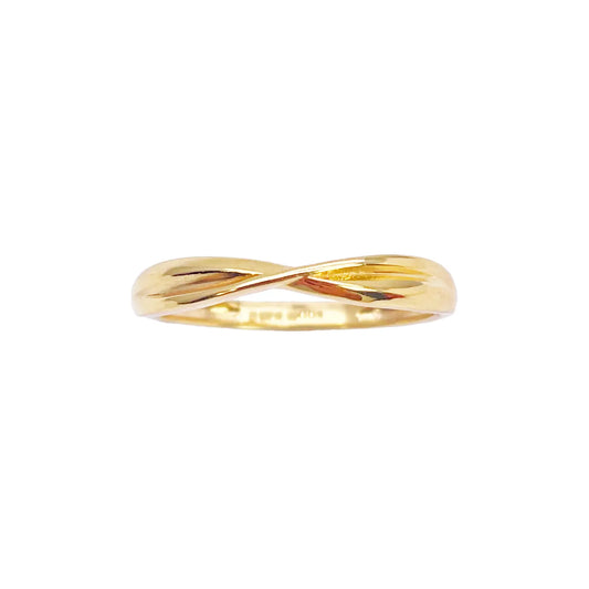 22ct Gold Criss Cross Minimalist Ring High Polished 3 mm Width Size N 