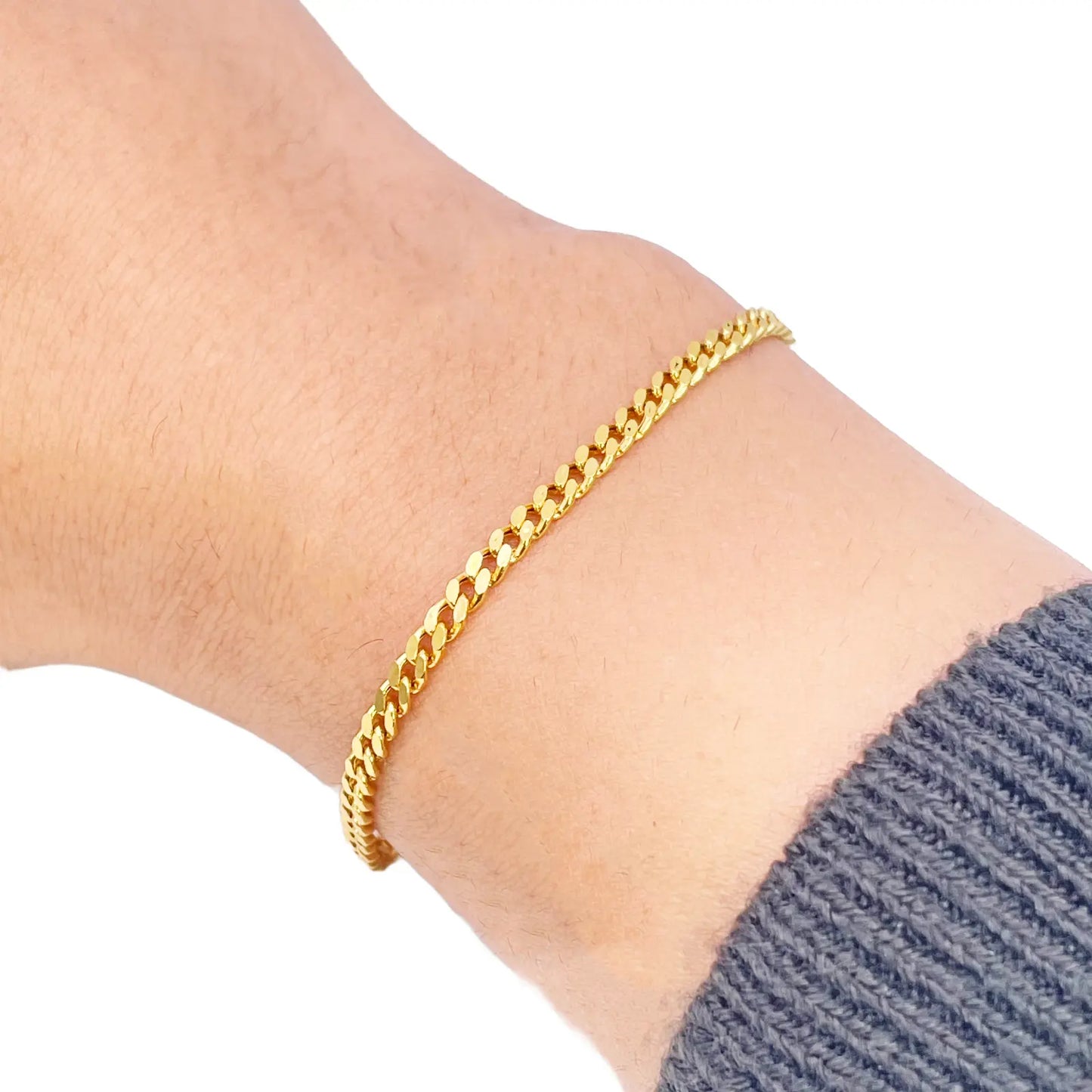 22ct Gold Curb Link Bracelet High Polished Plain 6.8 Inches 