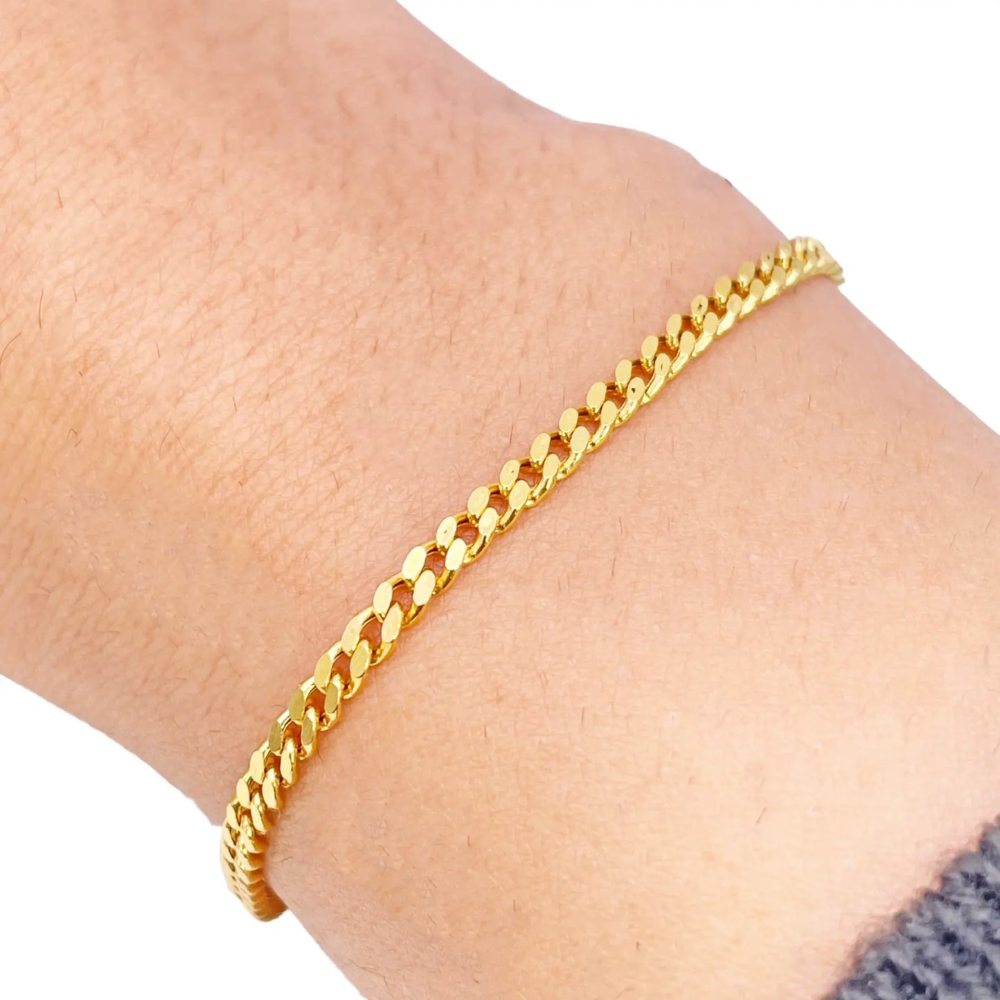 22ct Gold Curb Link Bracelet High Polished Plain 6.8 Inches 