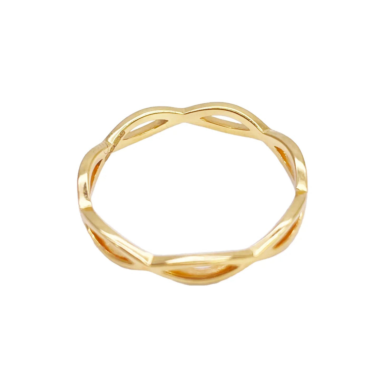 22ct Gold Twisted Wave Minimalist Ring High Polished 3 mm Width Size M1/2 