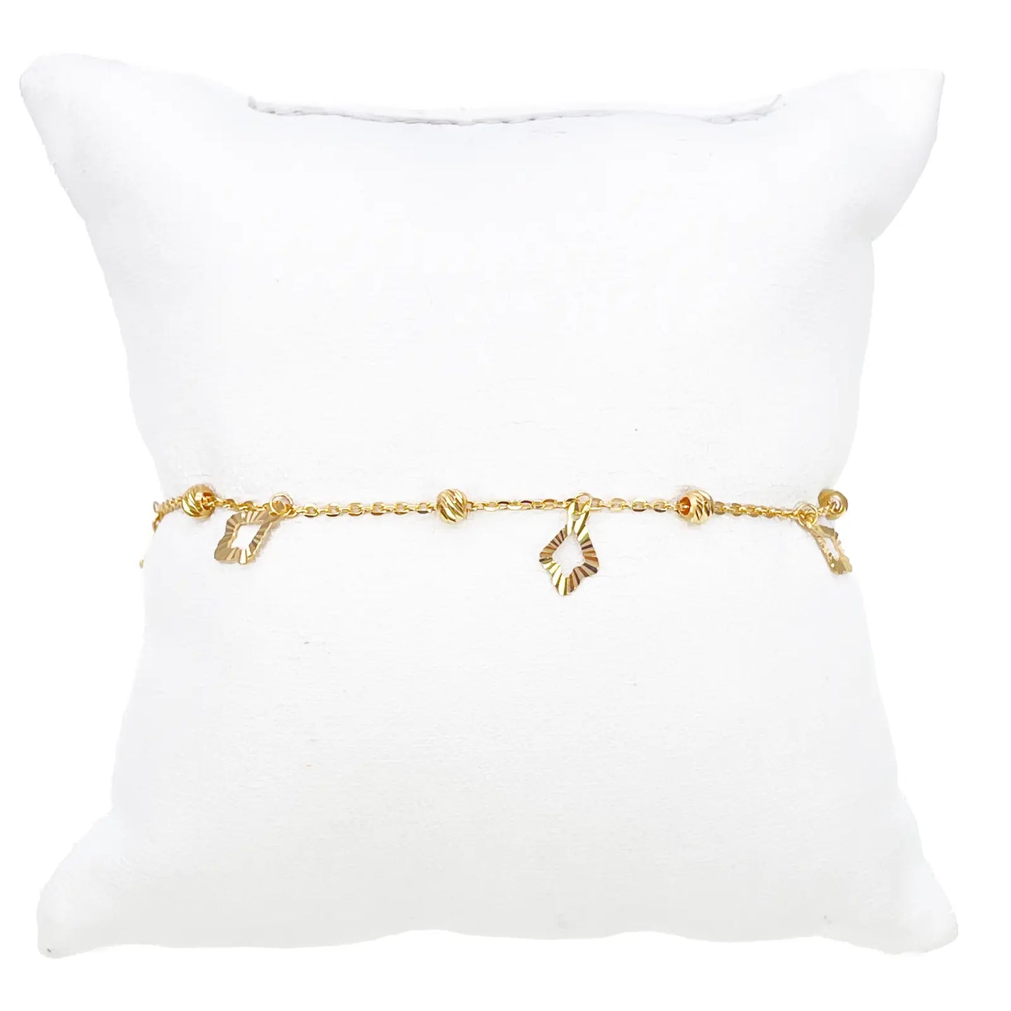 22ct Yellow Gold Diamond Cut Charm & Bead Cable Chain Bracelet 7 Inches¬†