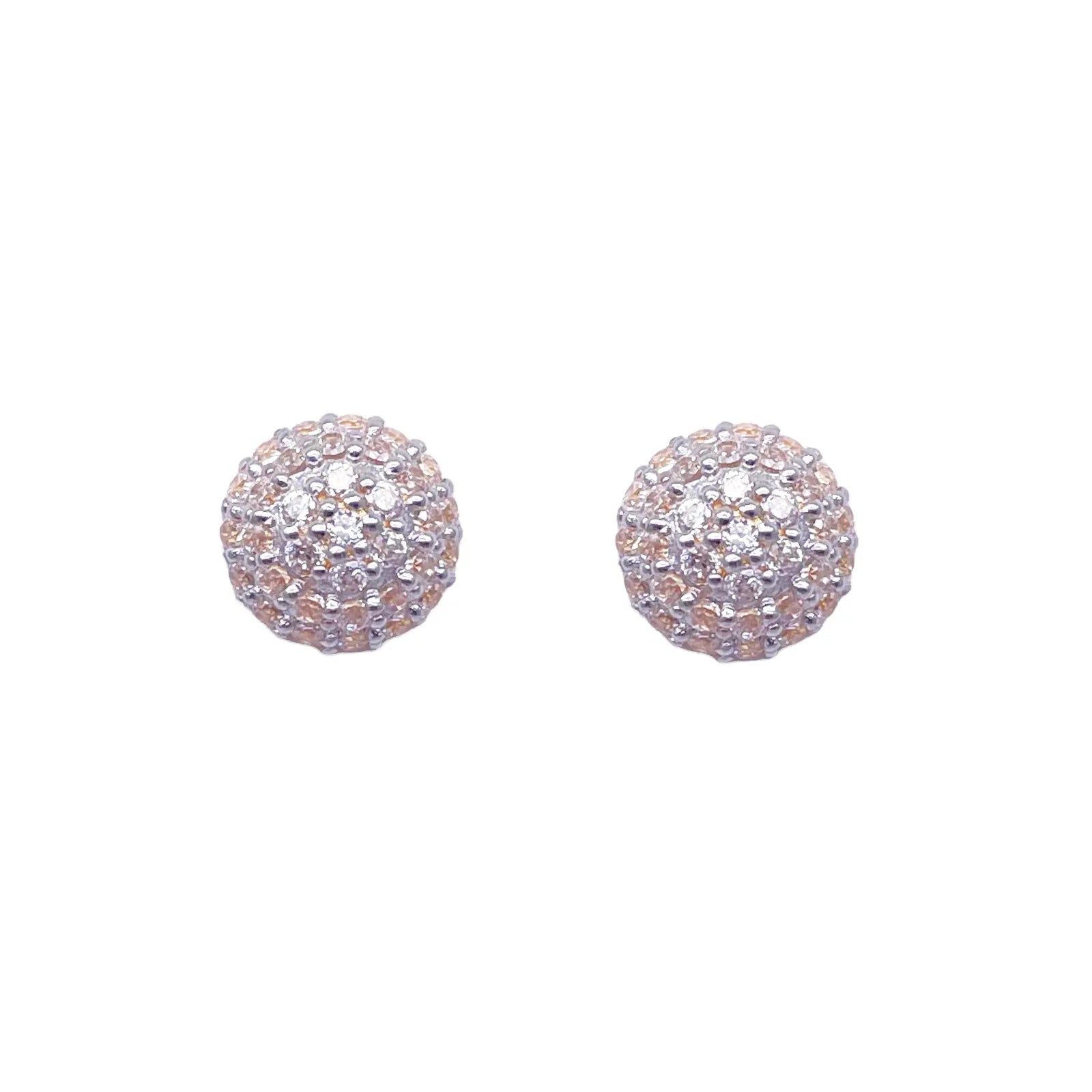 22ct Yellow Gold Fancy Cubic Zirconia Sparkly Dome Earrings 