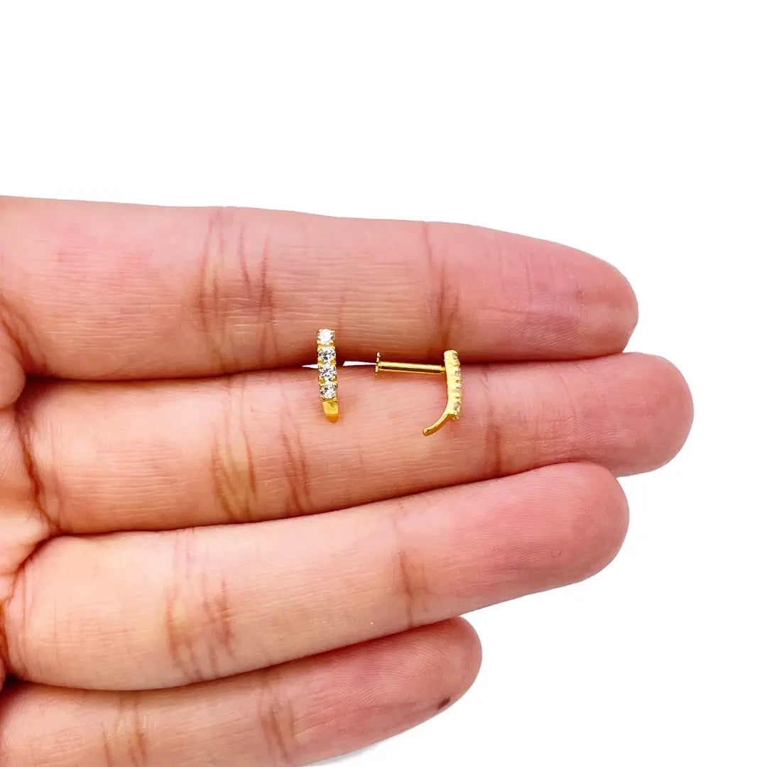 22ct Yellow Gold Four Stone Half Hoop Children's Earrings 9.6mm 