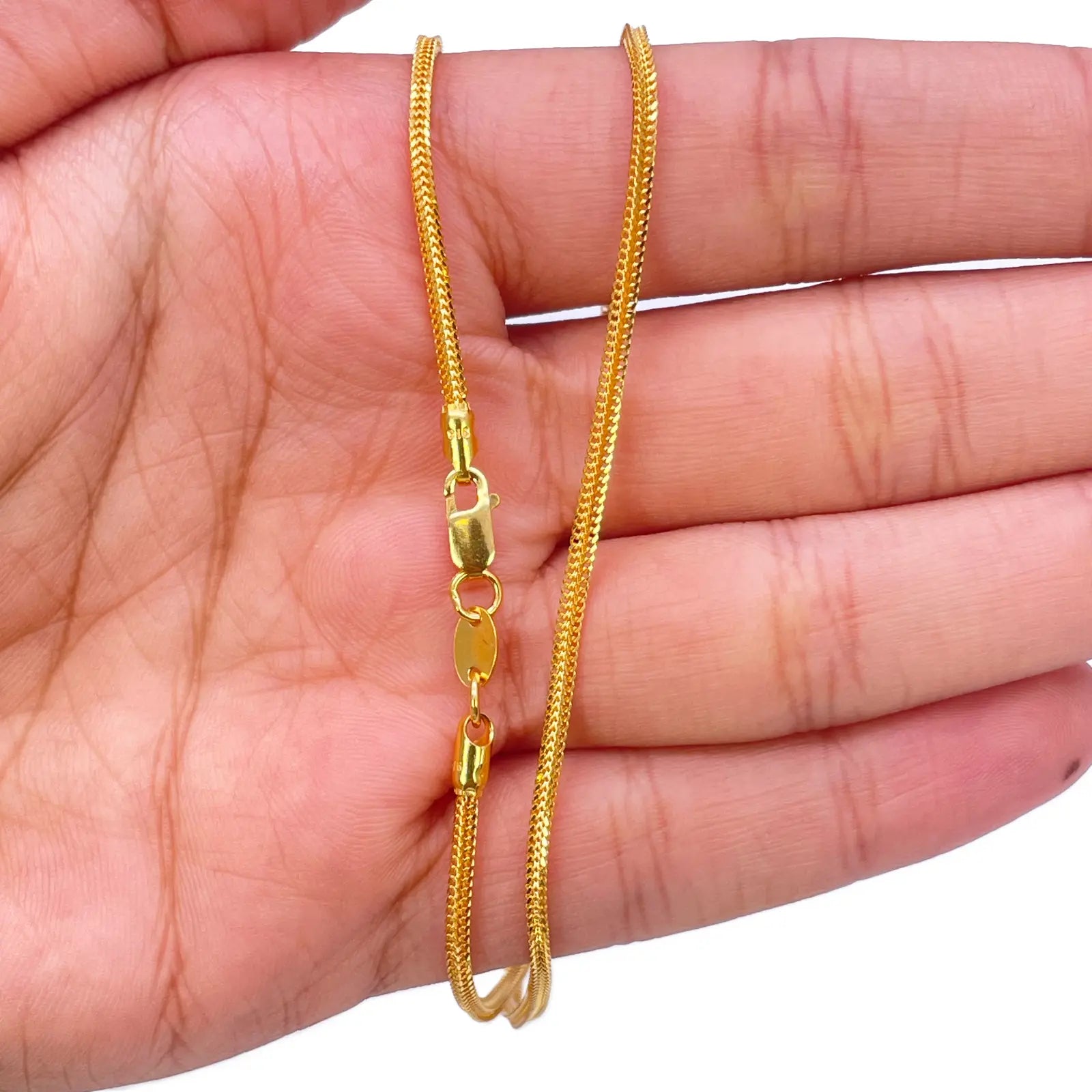 22ct Yellow Gold Foxtail Dragon Chain Necklace 18 Inches 1.5mm Width 