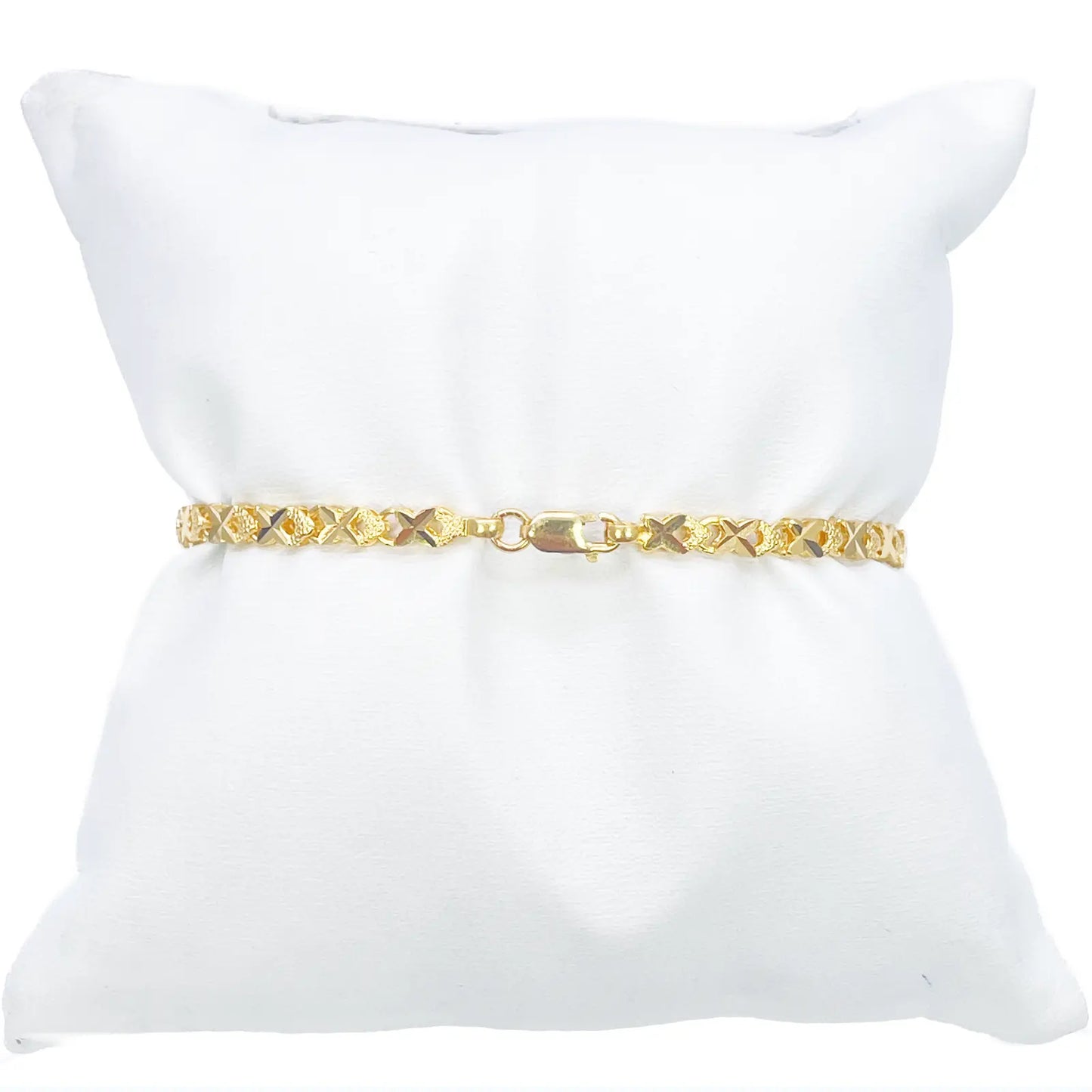 22ct Yellow Gold High Polished Diamond Cut Kiss Bracelet 7'' inches 3.3mm Wide 