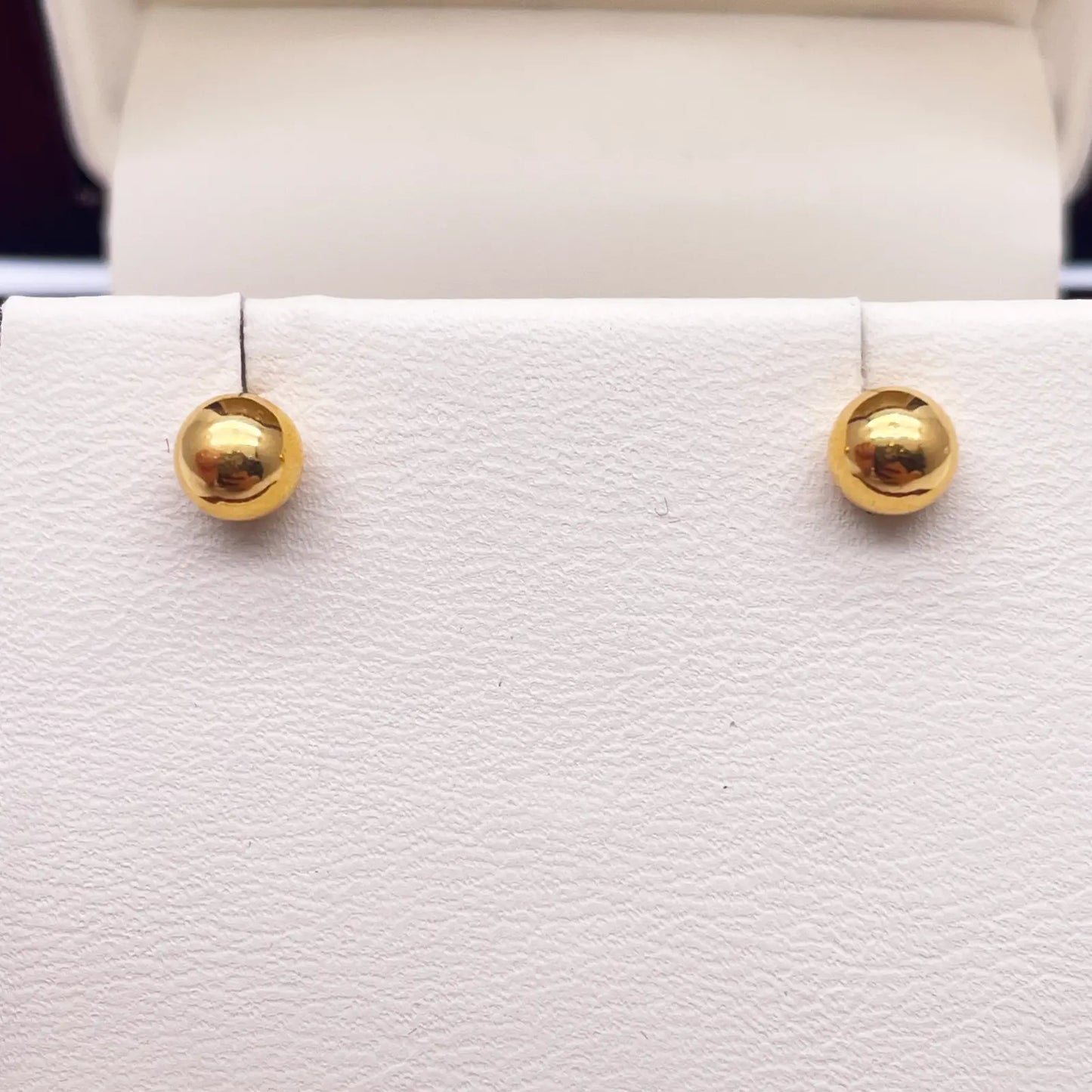 22ct Yellow Gold High Polished Round Plain Ball Stud Earrings 5mm 