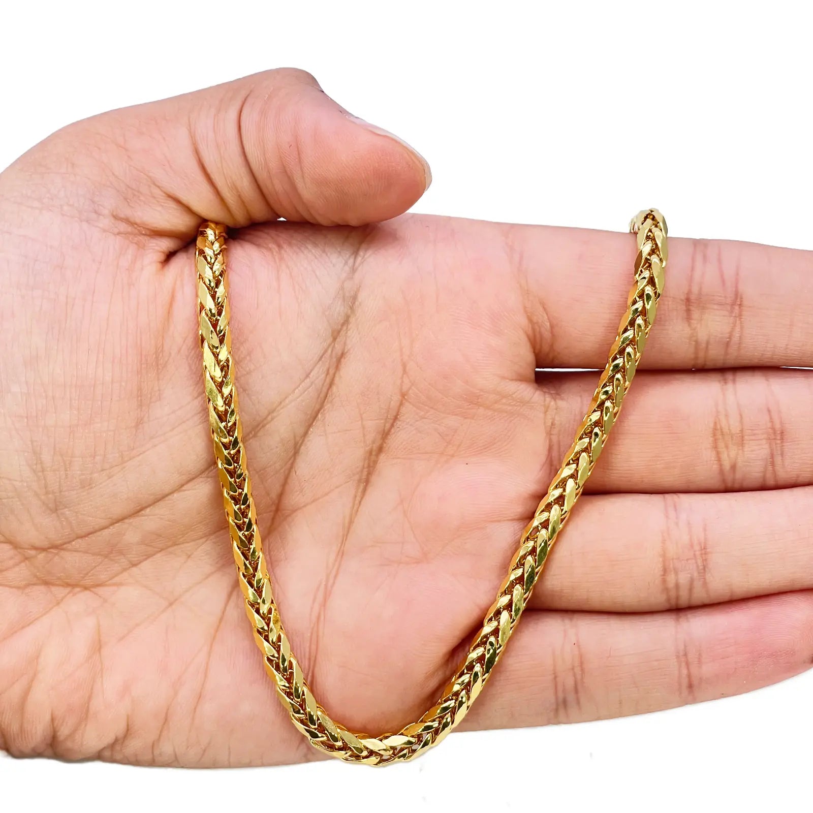 22ct Yellow Gold Lightweight Hollow Spiga Chain Necklace 21.5 inches 3.9mm Width  Gold Chain