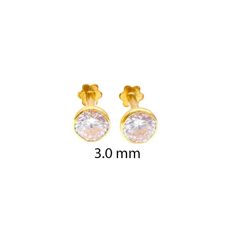 22ct Yellow Gold Round Bezel Children's Stud Earrings 2.5-4.5mm - Raina Jewels