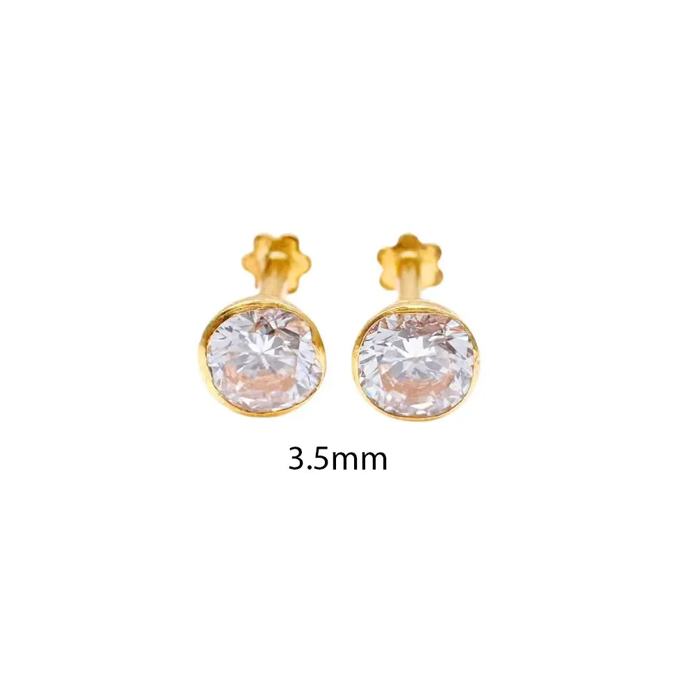 22ct Yellow Gold Round Bezel Children's Stud Earrings 2.5-4.5mm - Raina Jewels