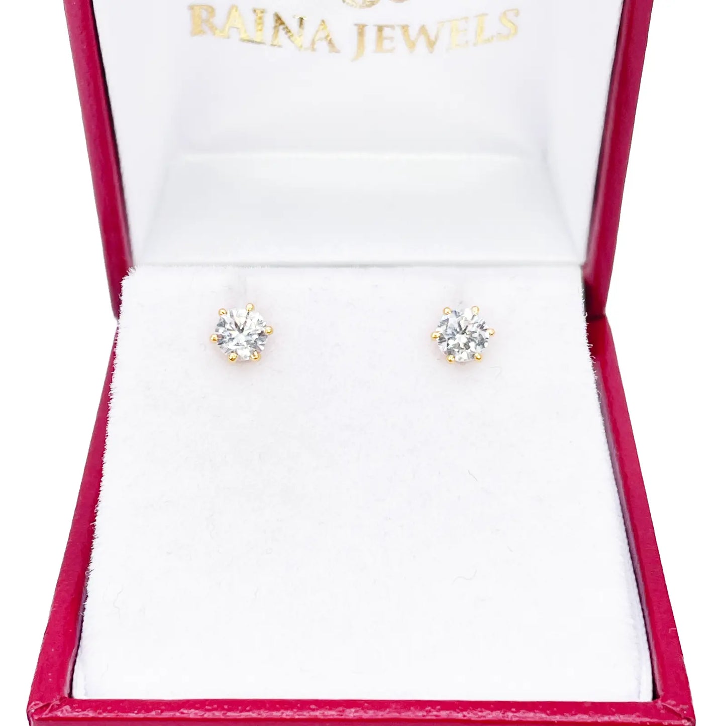 22ct Yellow Gold Six Claw Prong Small Children's Earrings 4.5mm Width 