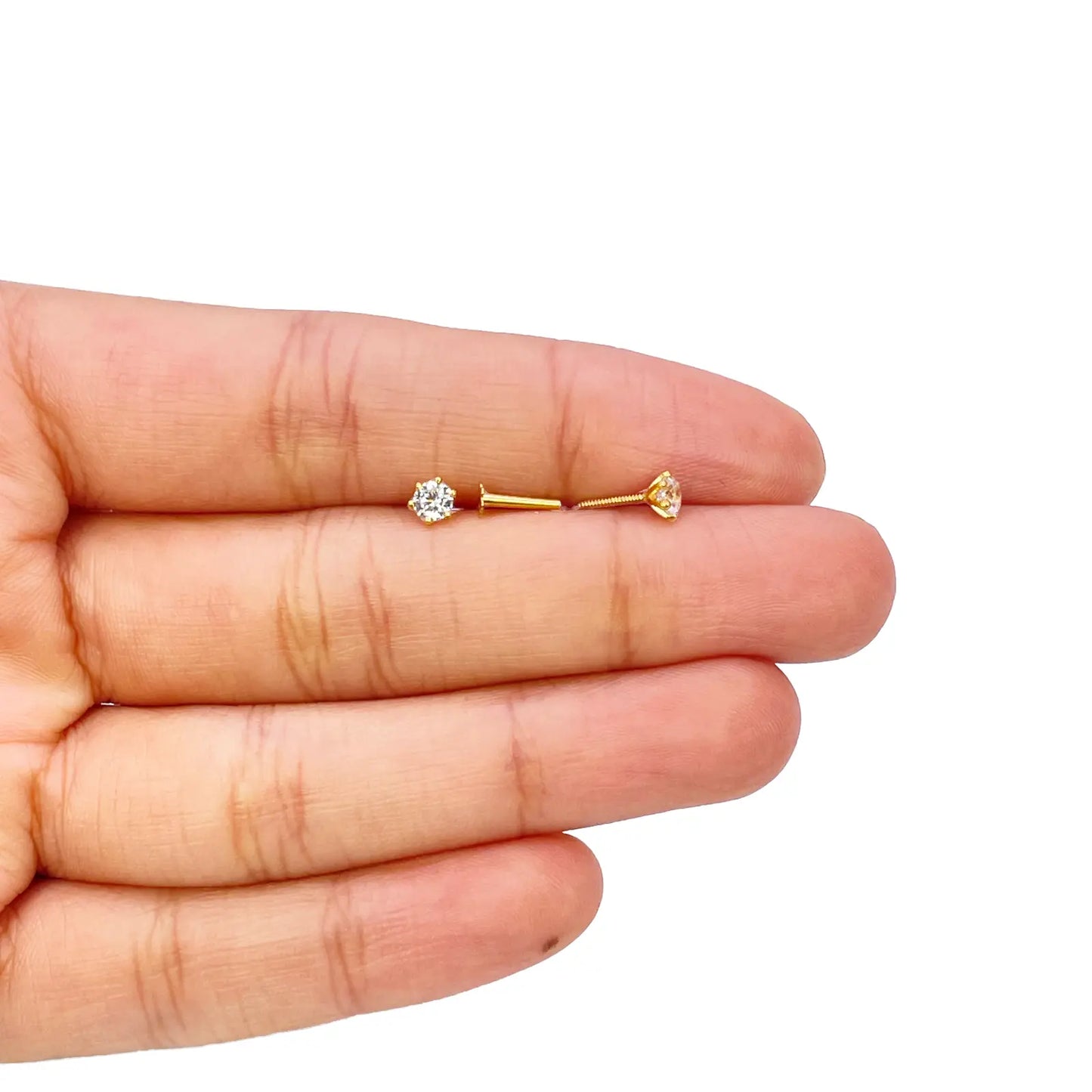 22ct Yellow Gold Six Claw Prong Small Children's Earrings 4.5mm Width 