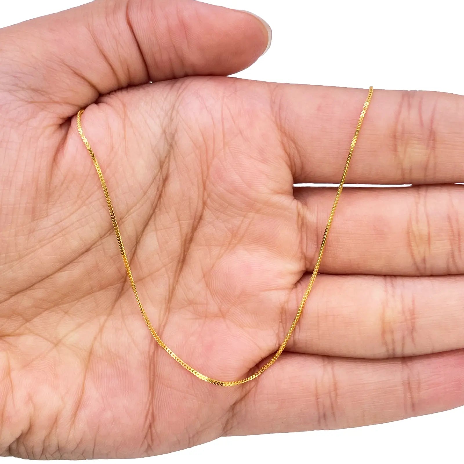 22ct Yellow Gold Solid Foxtail Chain Necklace 18''inches 0.6mm Width 