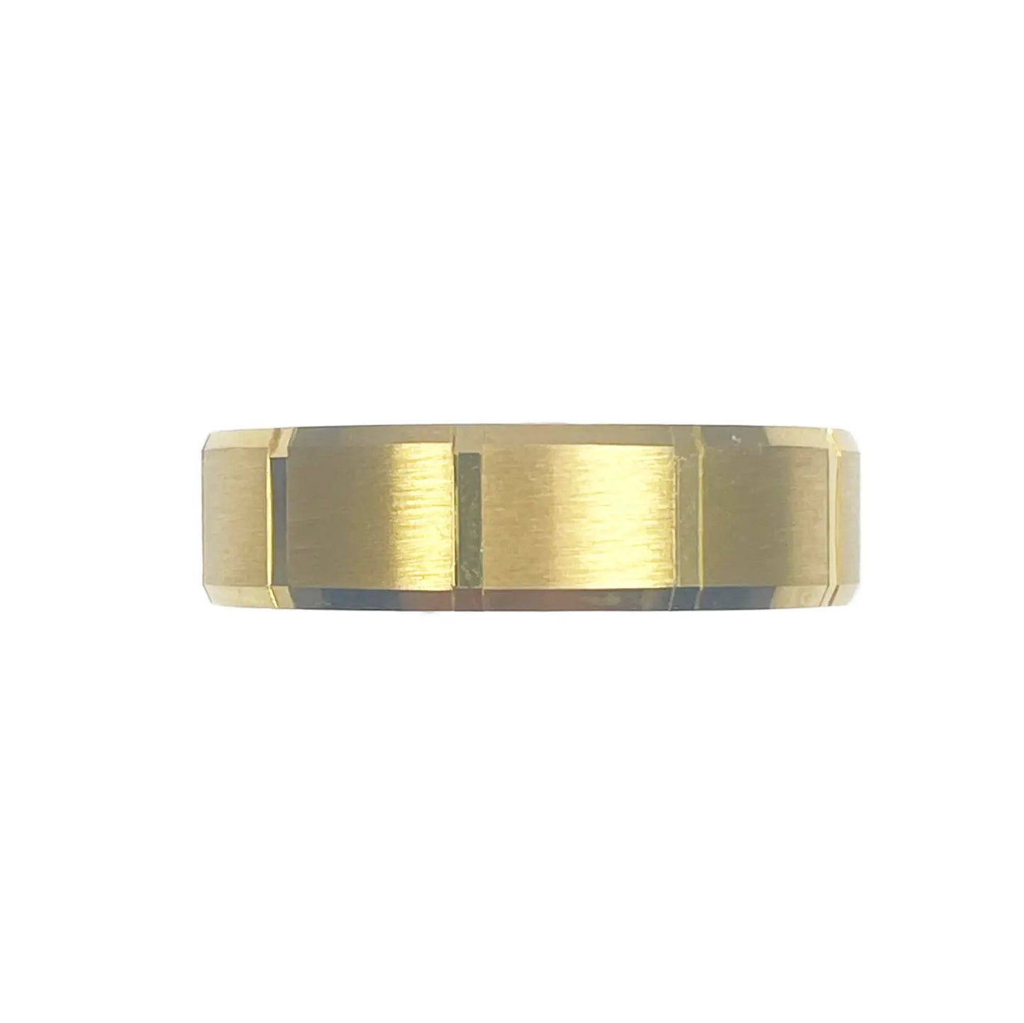 22ct Yellow Gold Two Tone Wedding Band 6mm Square Matt Finish & Bevelled Edges 