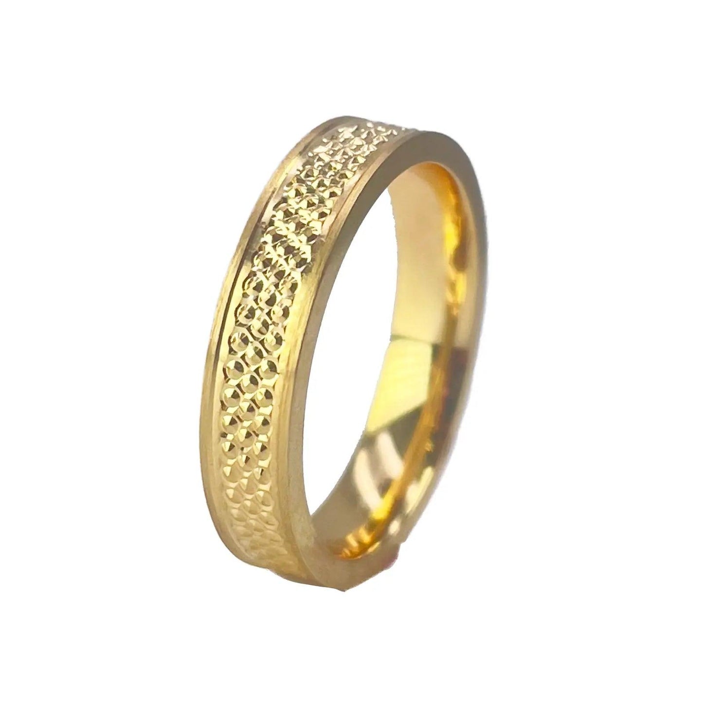 22ct Yellow Gold Unique Textured High Polished Women's Band 4mm 