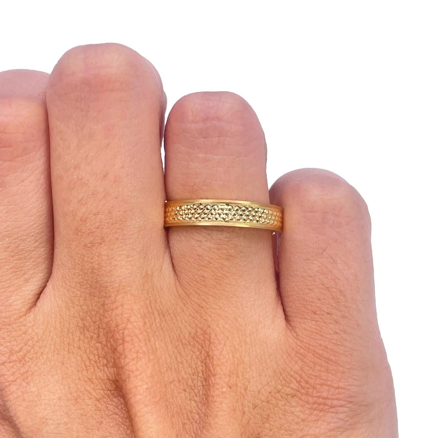 22ct Yellow Gold Unique Textured High Polished Women's Band 4mm 