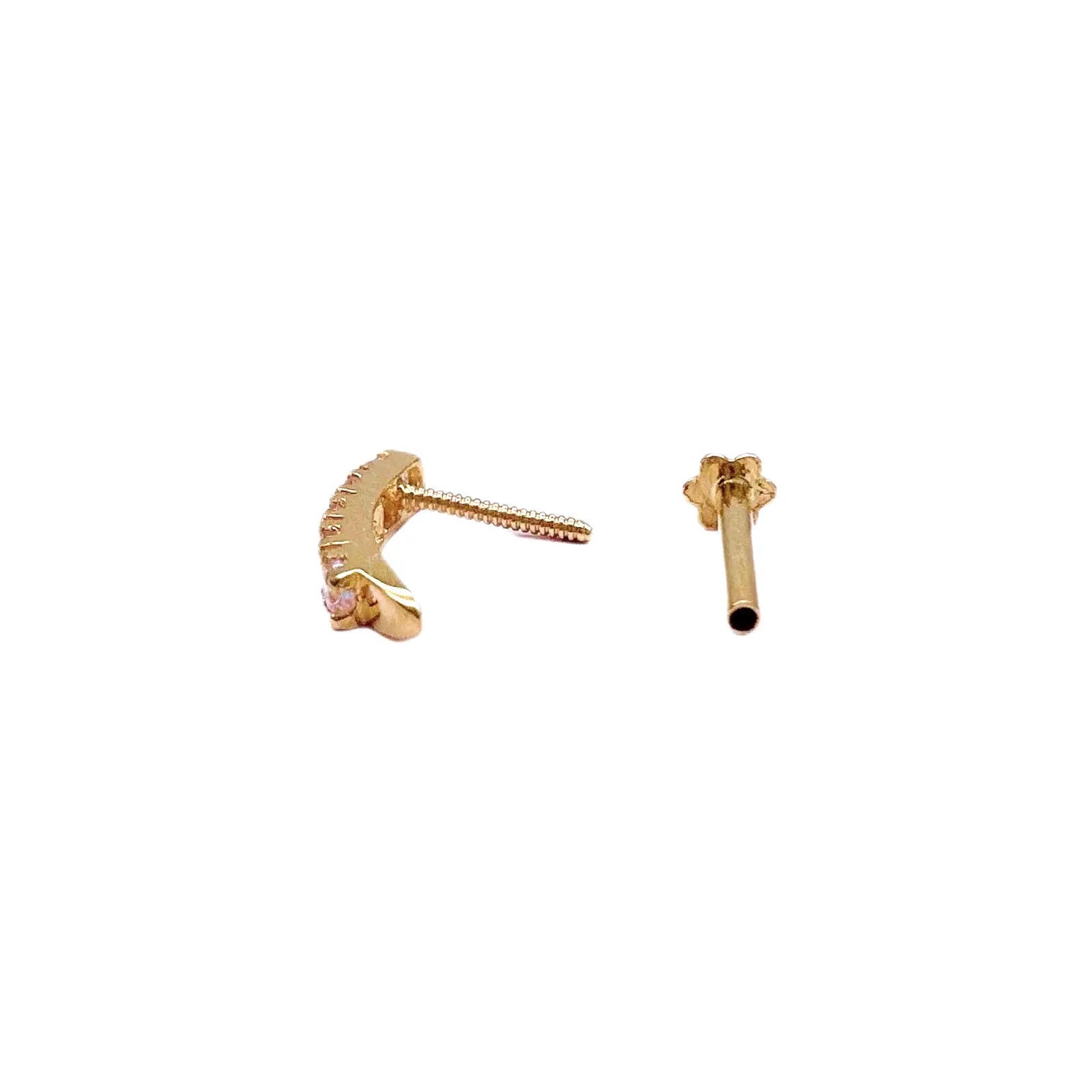 22ct Yellow Gold & Cubic Zirconia J-Bar Four Stone Nose Studs/Nose Pin, 9mm 